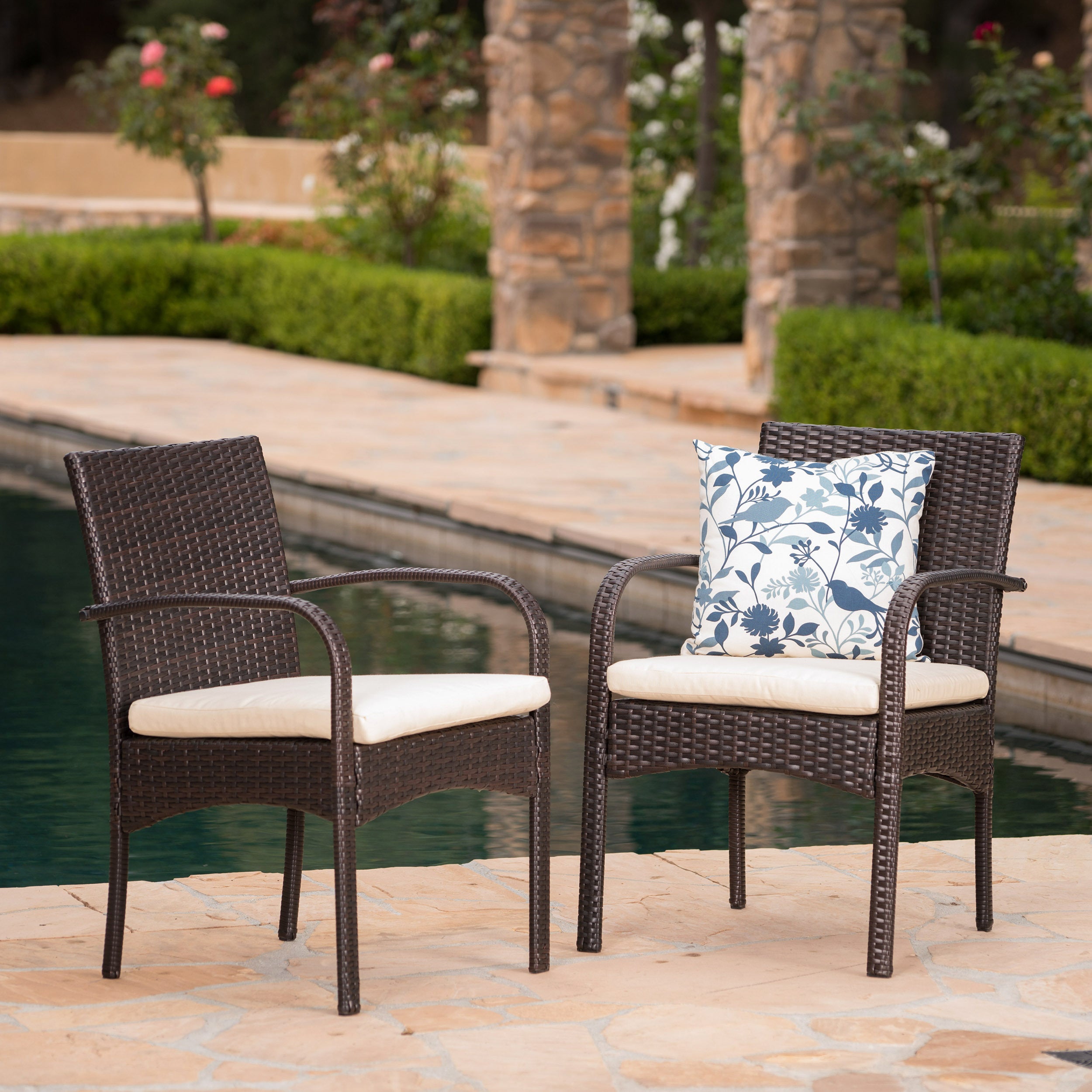 Cordoba Outdoor Wicker Dining Chairs, Set of 2