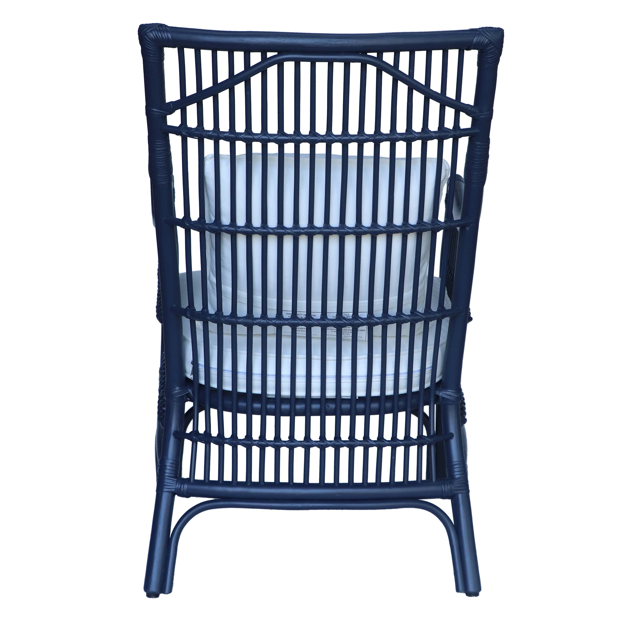 Rattan Slat Back Dining Arm Chair Navy