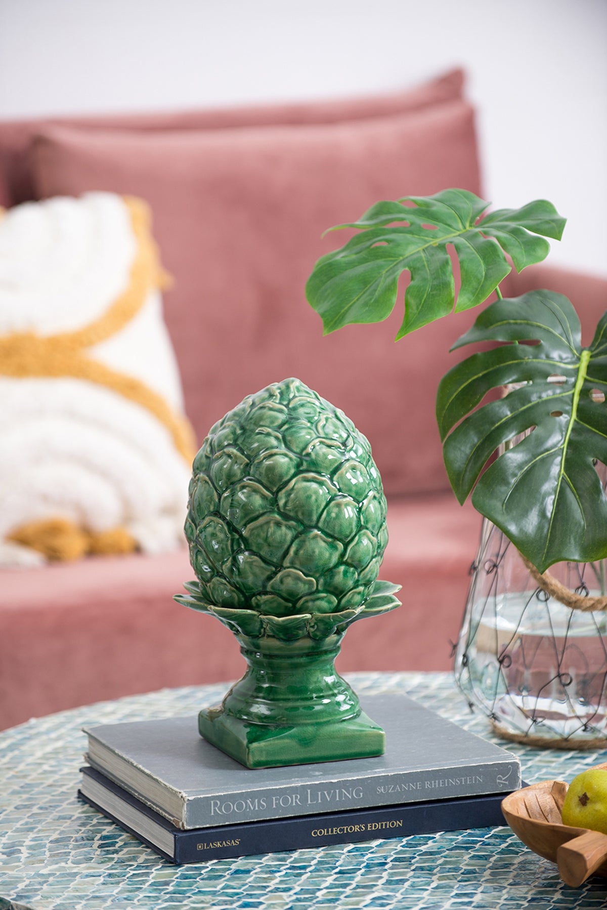 Helsa Ceramic Blooming Artichoke Accent