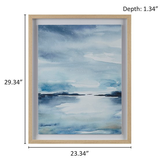 Framed Glass and Single Matted Abstract Landscape Coastal Wall Art