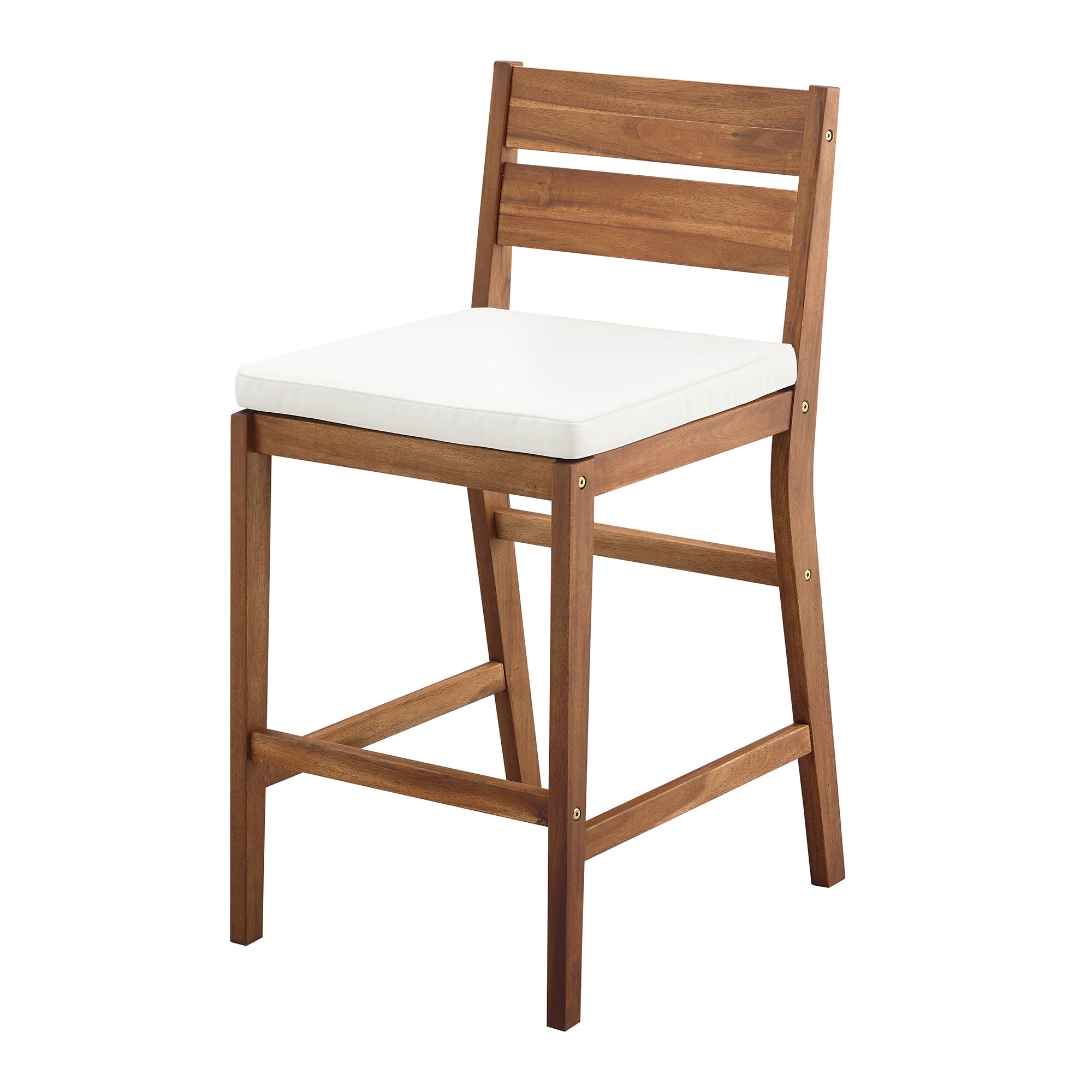 Solid Acacia Wood Counter Stools with Cushion, Set of 2