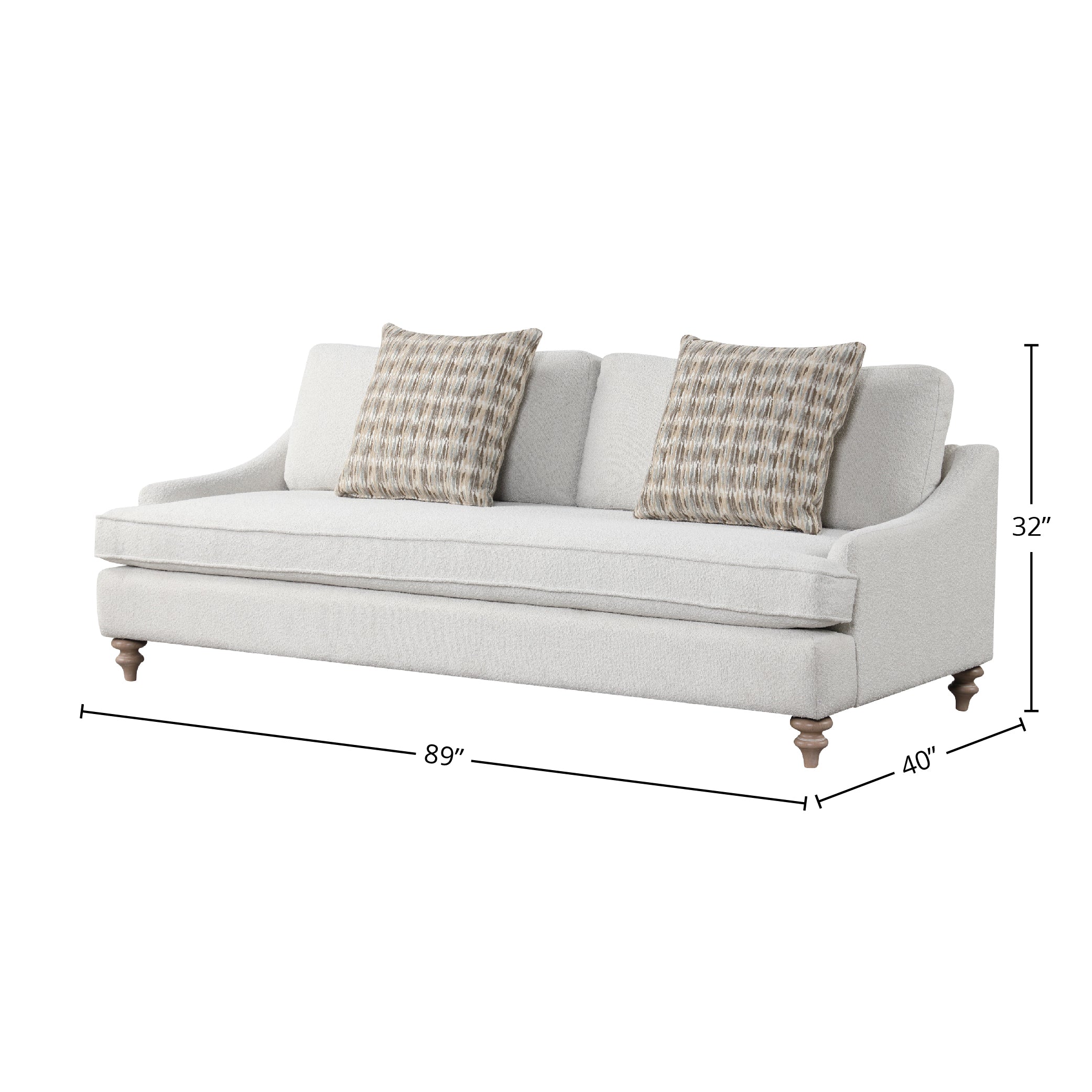 Sofa Single Reversable Cushion with 2 Pillows
