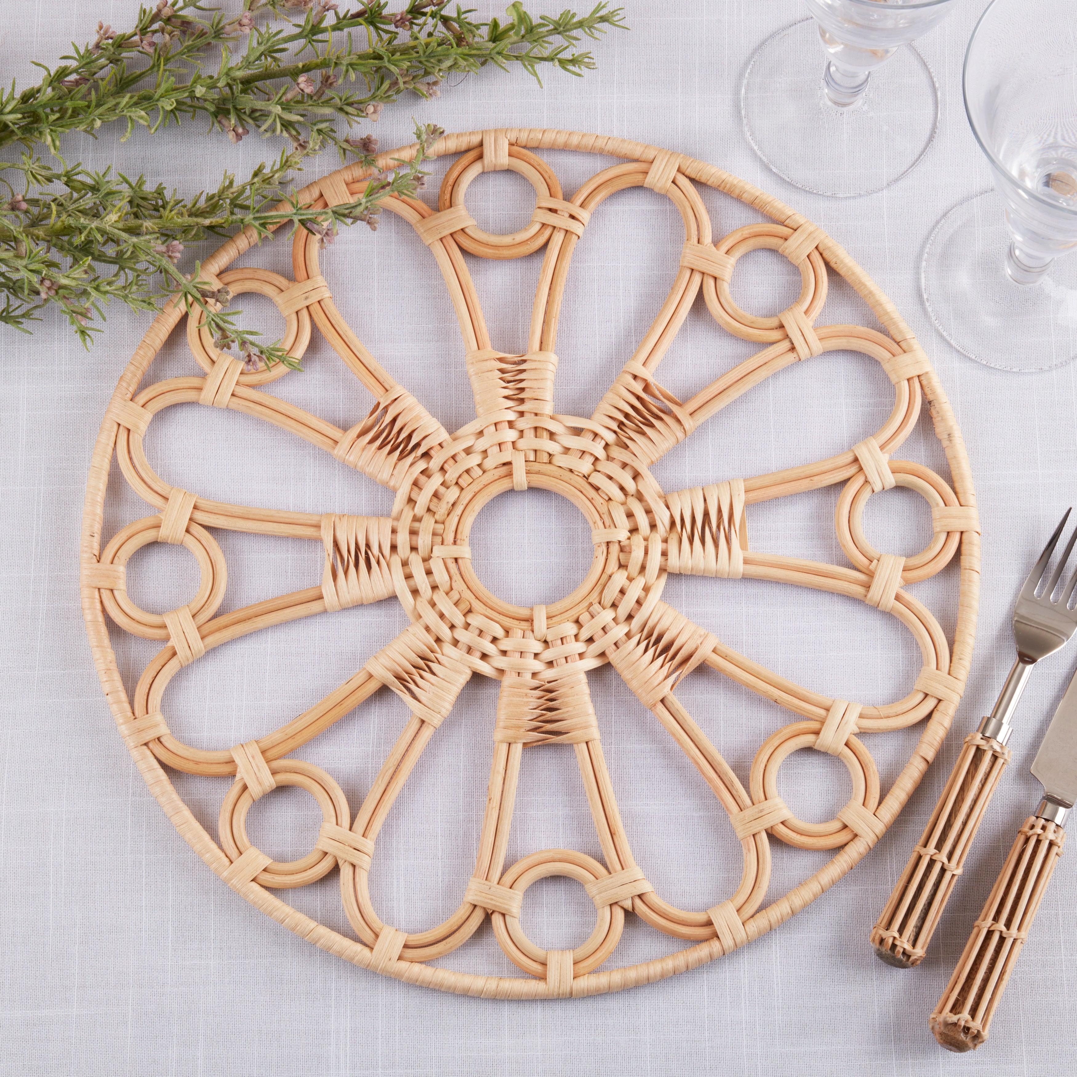 Rattan Round Placemats, Set of 4