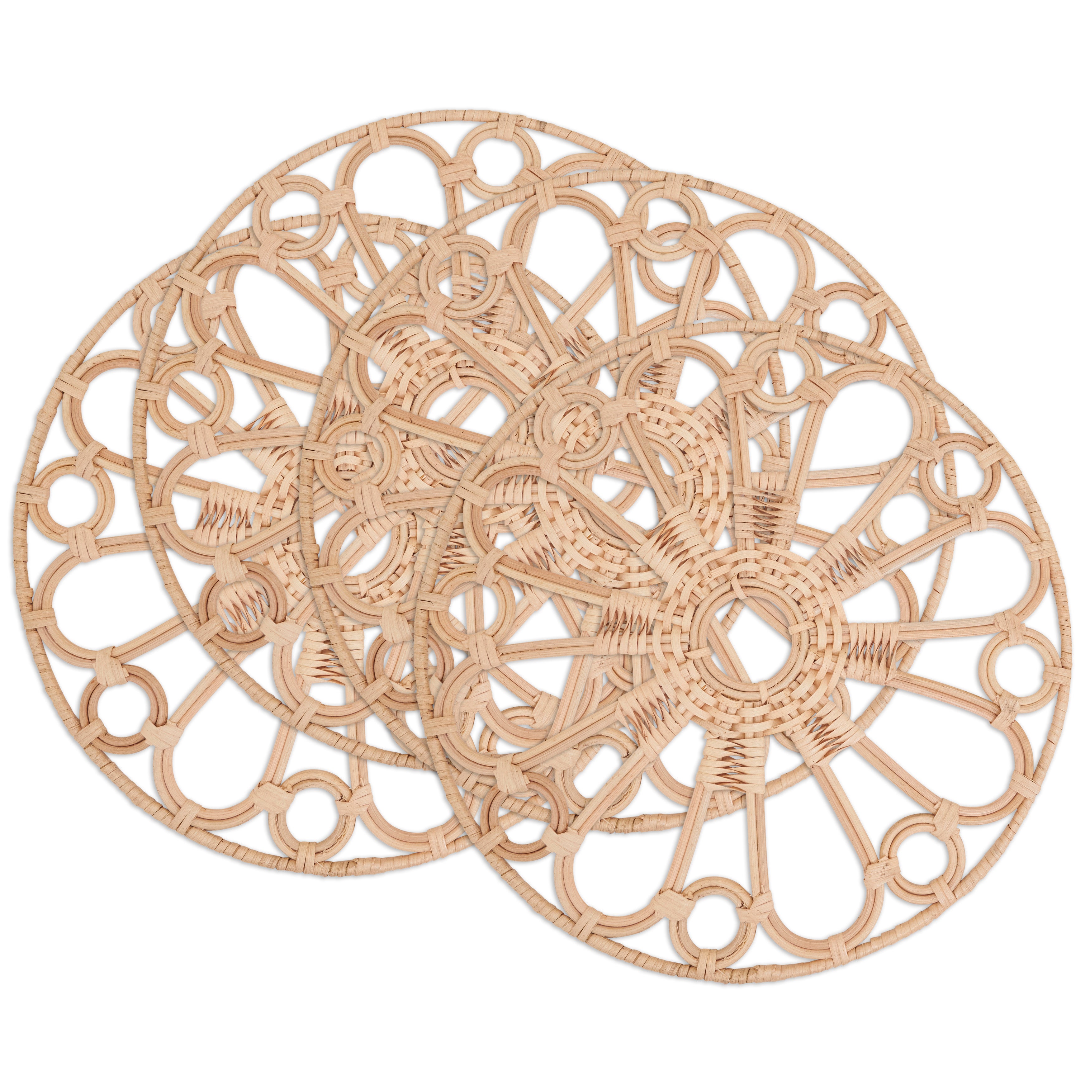 Rattan Round Placemats, Set of 4