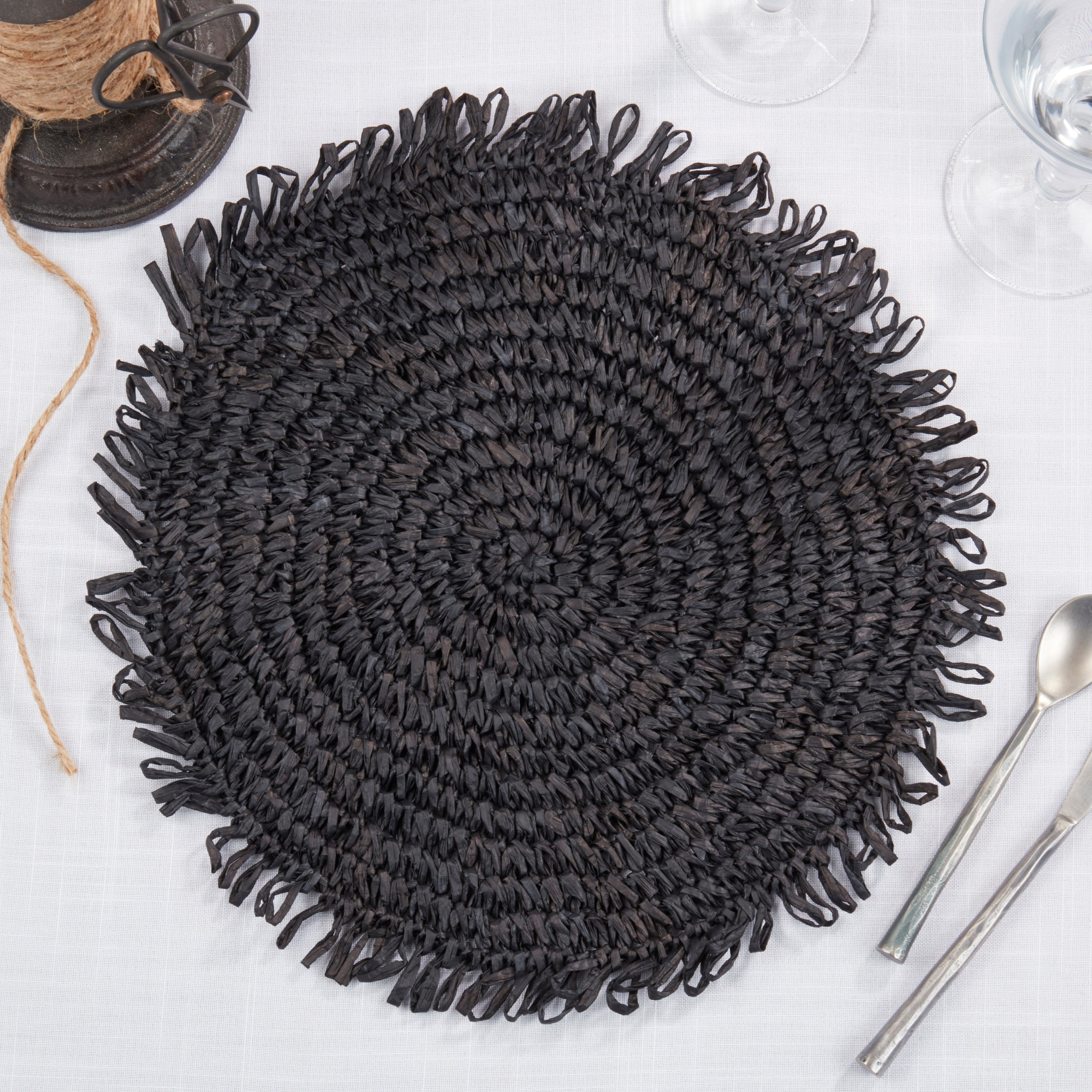 Rustic Raffia Fringe Placemat, Set of 4