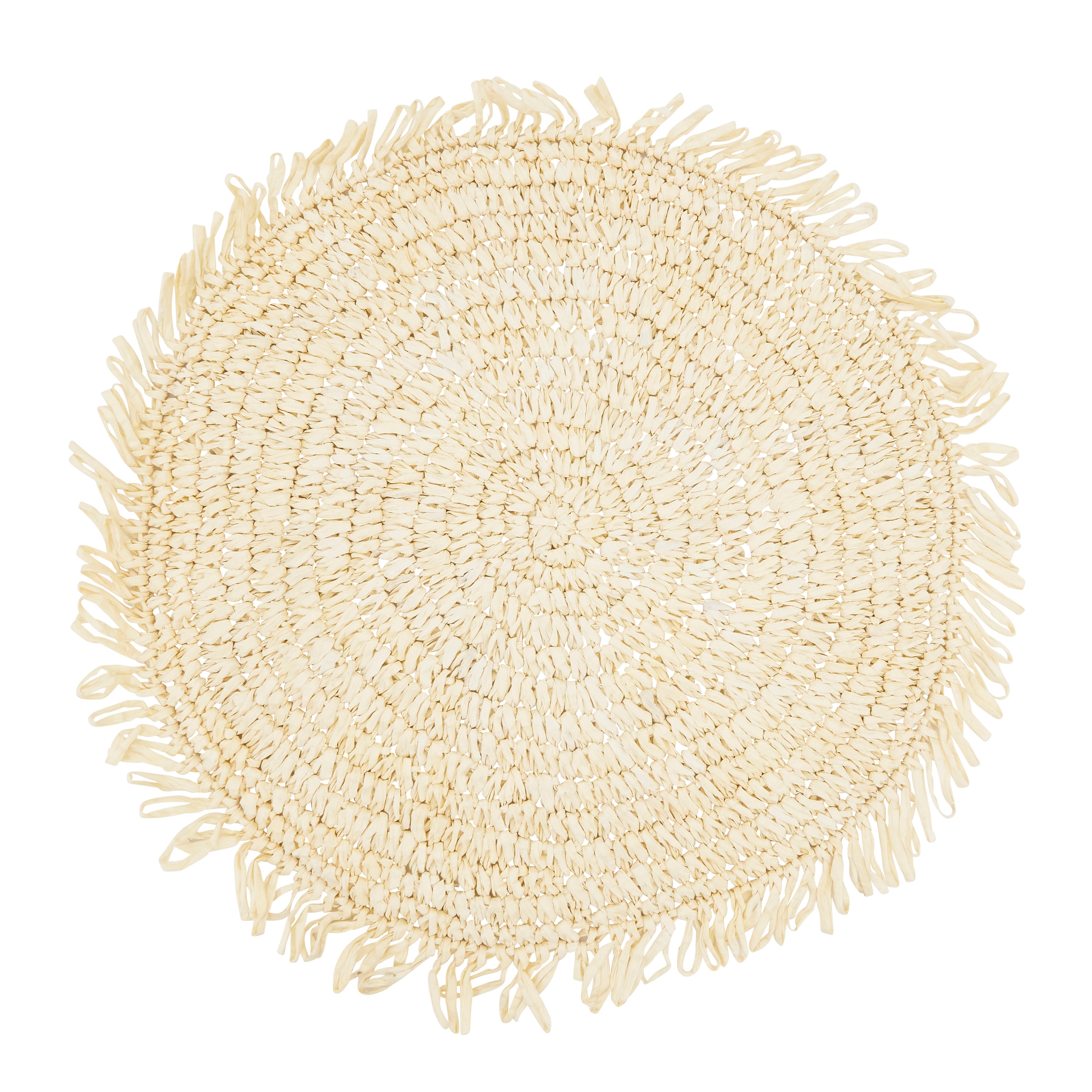 Rustic Raffia Fringe Placemat, Set of 4