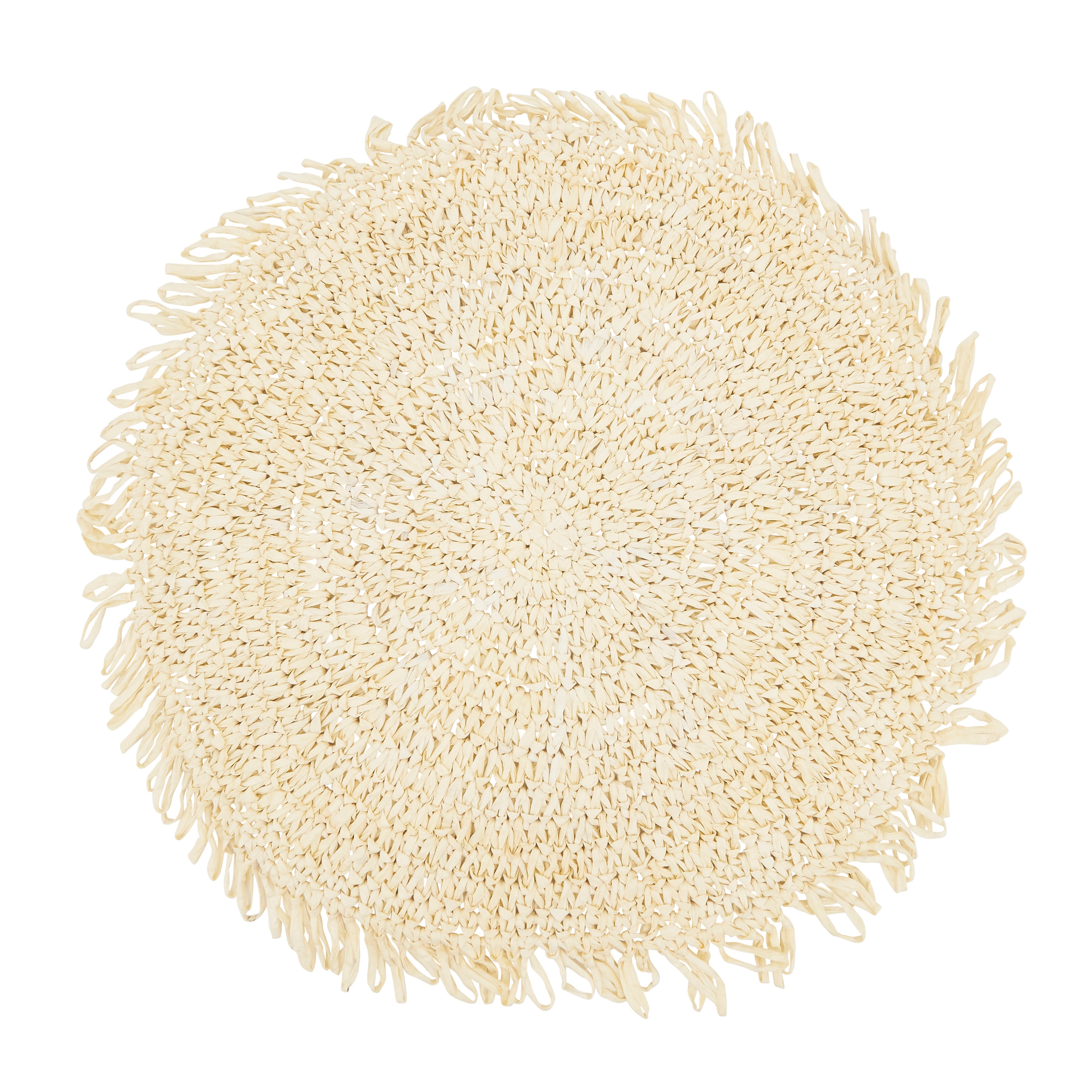 Rustic Raffia Fringe Placemat, Set of 4