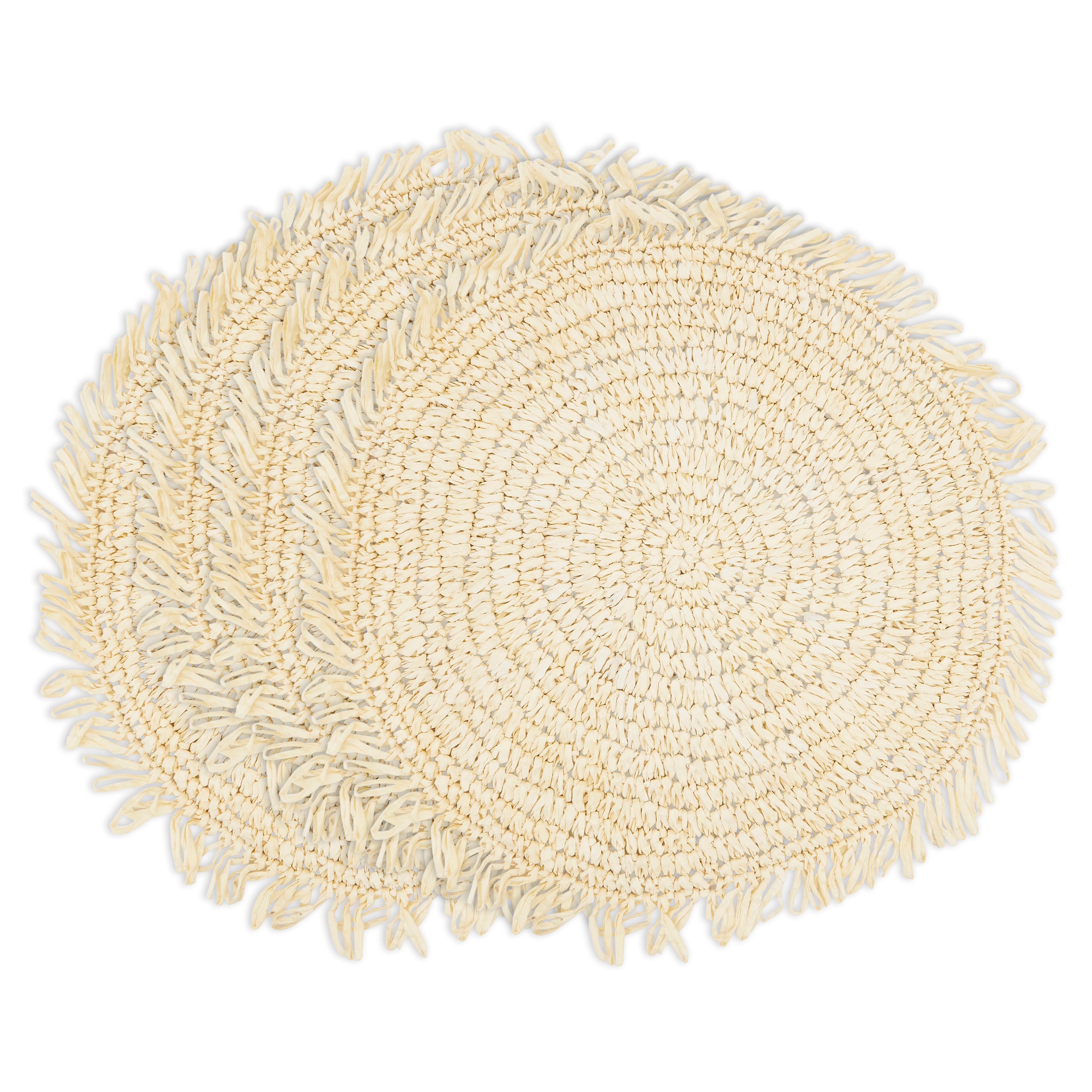 Rustic Raffia Fringe Placemat, Set of 4