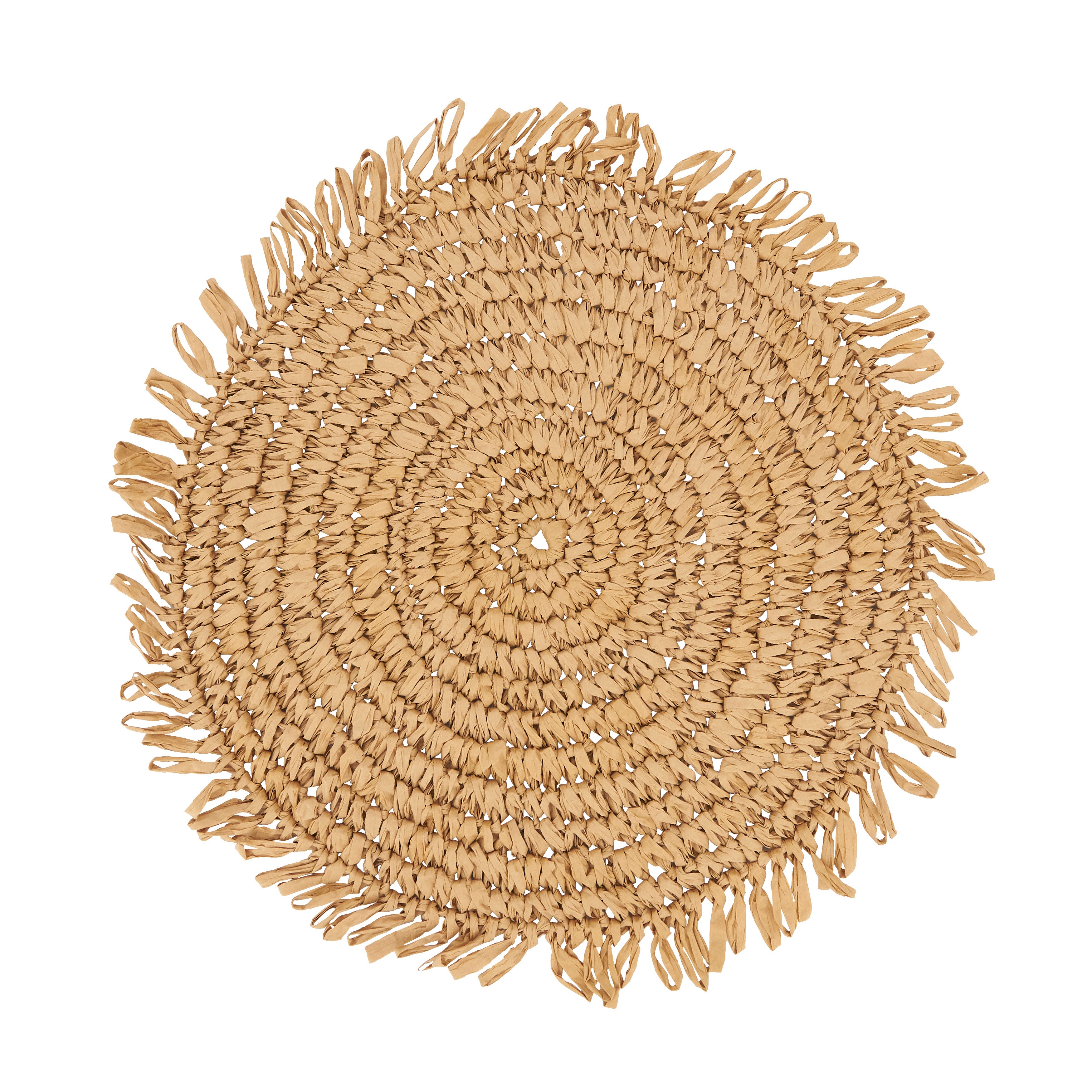 Rustic Raffia Fringe Placemat, Set of 4