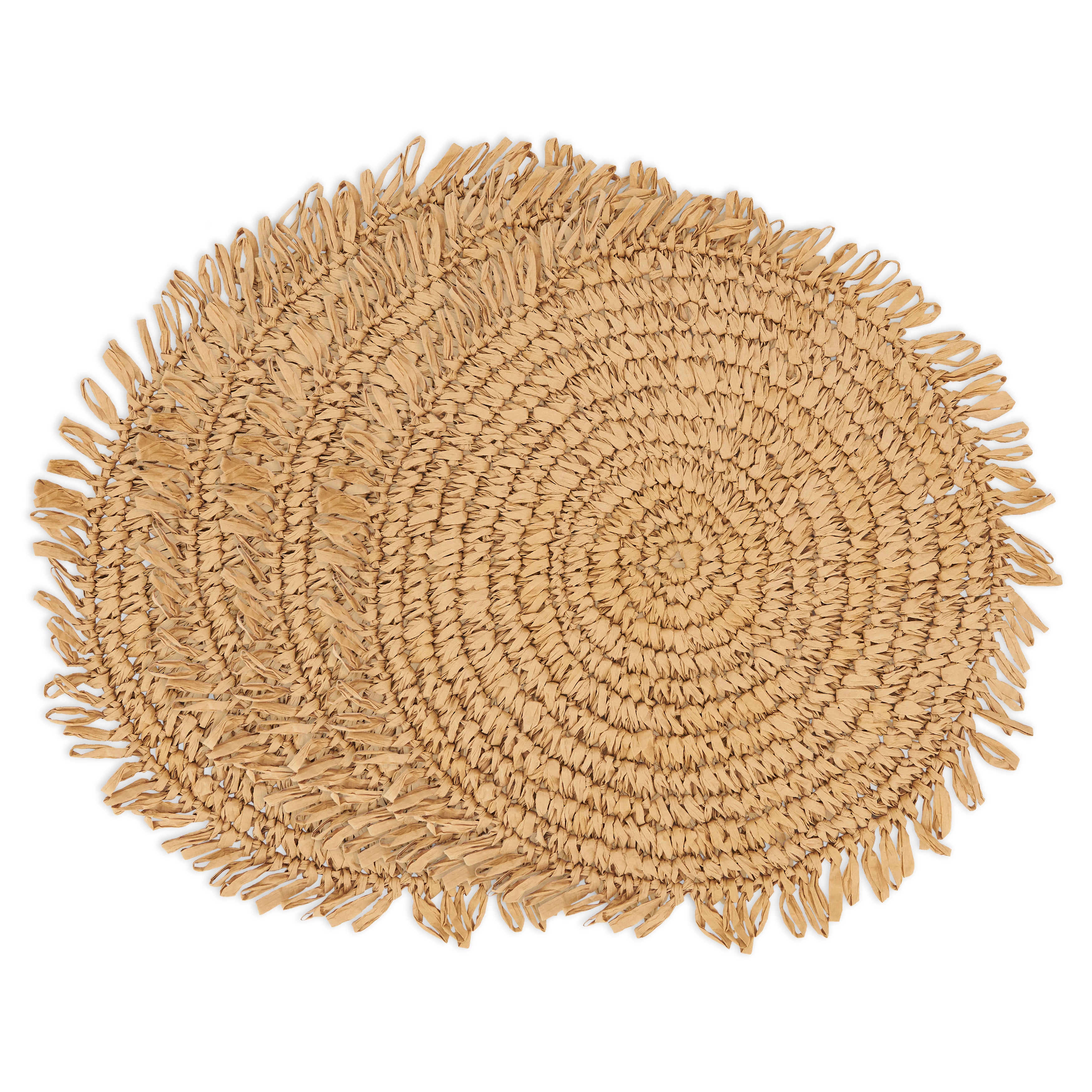 Rustic Raffia Fringe Placemat, Set of 4