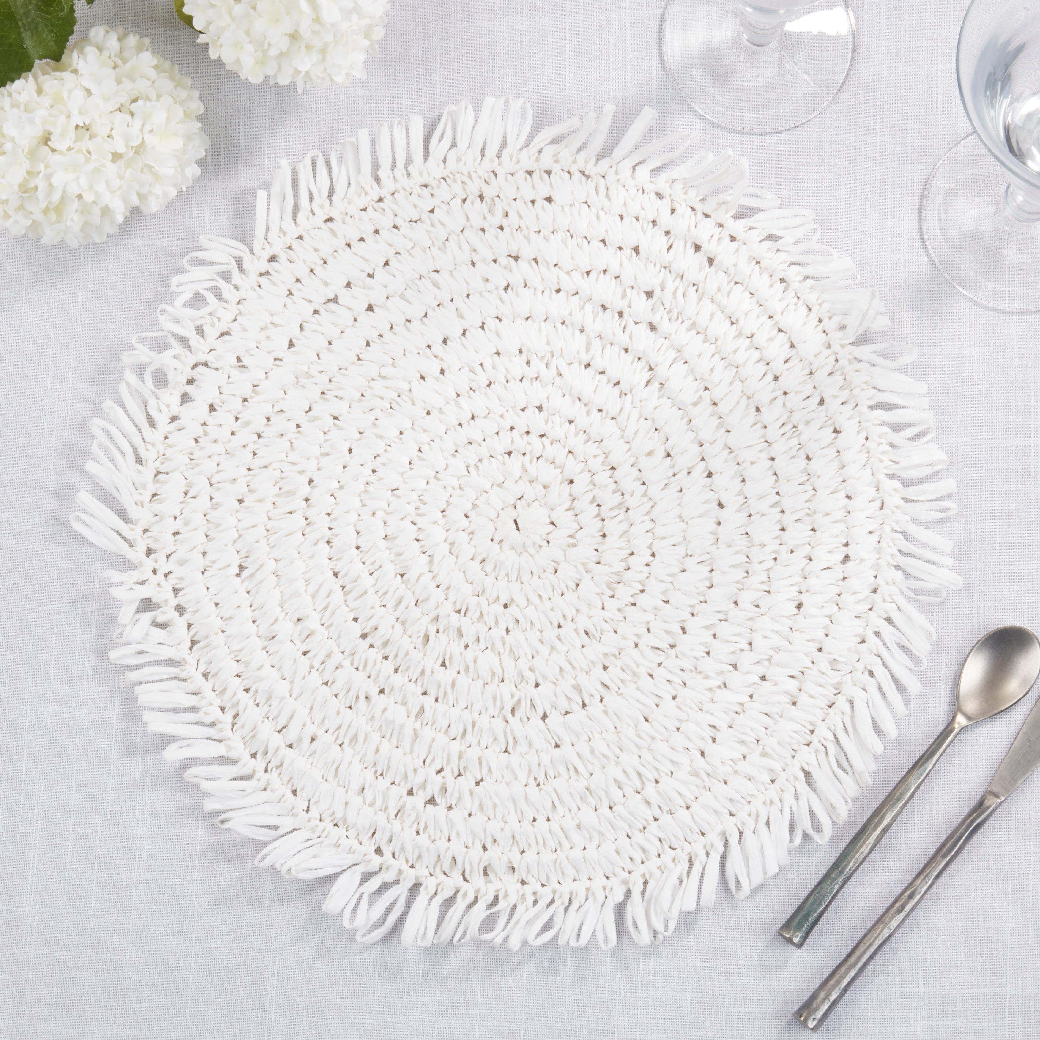 Rustic Raffia Fringe Placemat, Set of 4