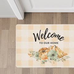 Welcome-to-Our-Home-Farmhouse-Pumpkin-Gingham-Kitchen-and-Doormat-Home-Decor