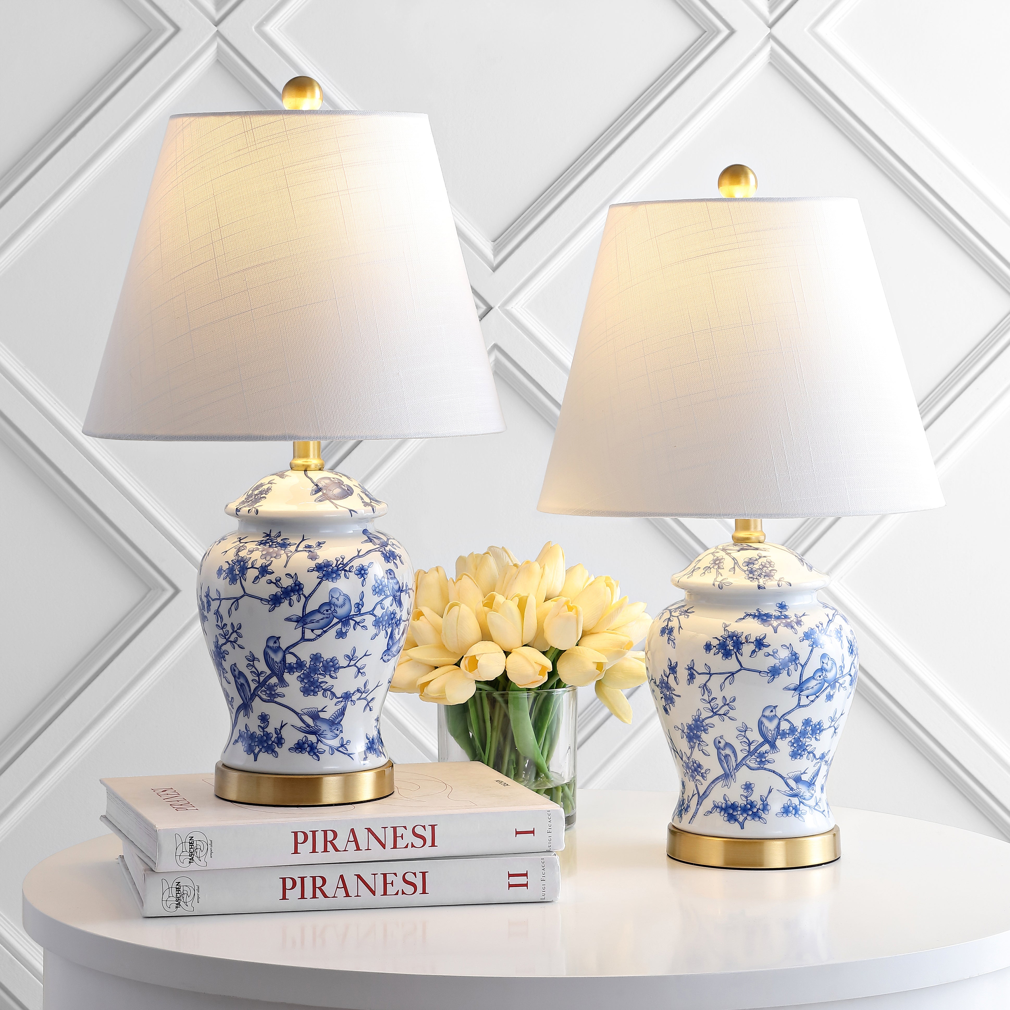 Penelope French Country Cottage Ceramic/Iron Chinoiserie Ginger Jar LED Table Lamp