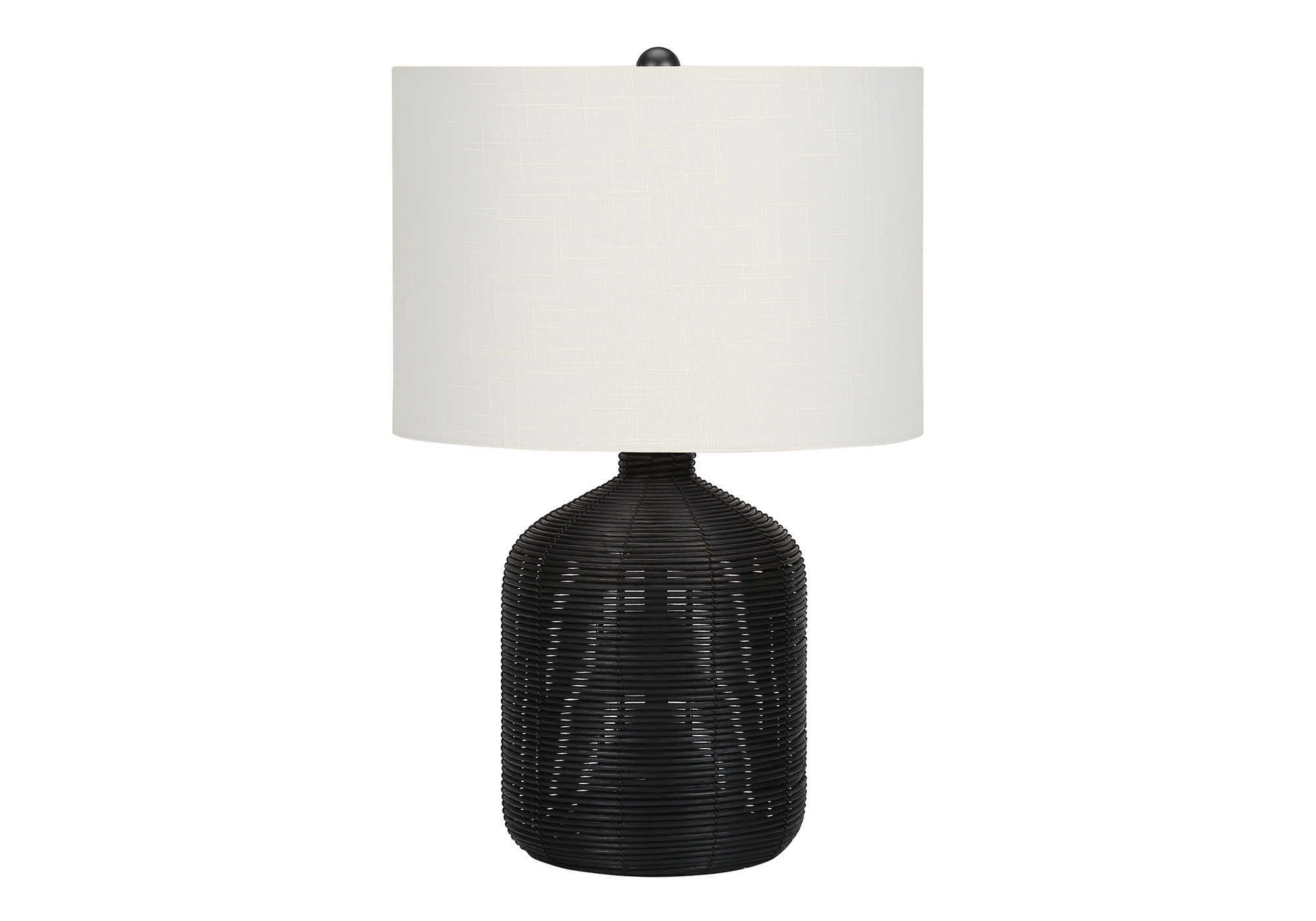 Captions 23" Table Lamp with Rattan Base and Linen Drum Shade