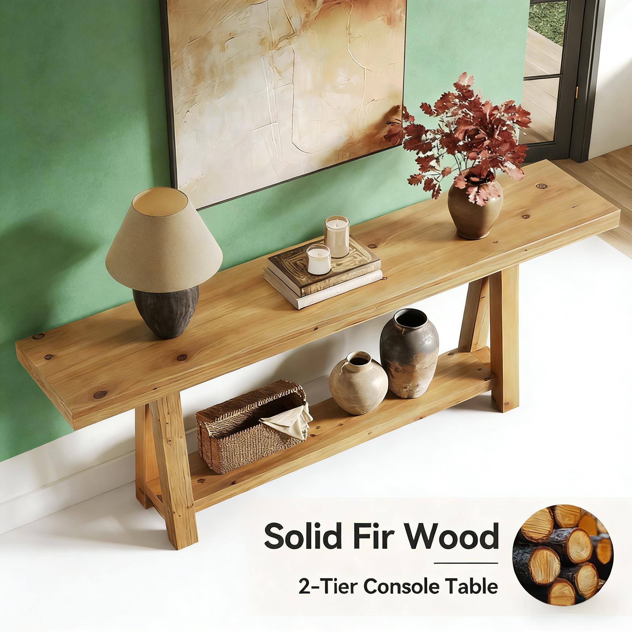 Trestle Style Wood Console Table