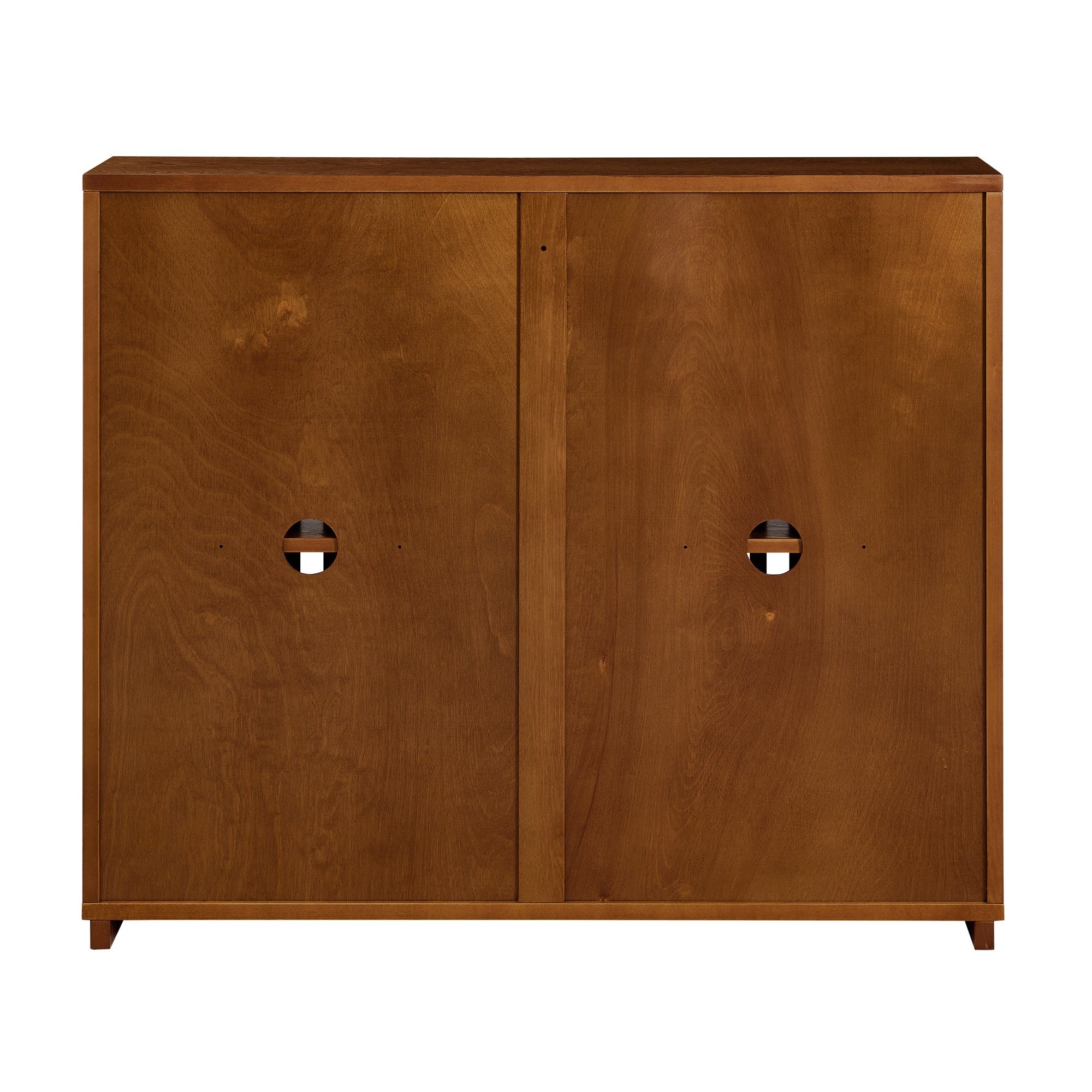 Mid-Century Modern Fluted Narrow Storage Cabinet with 2 Outlet Holes
