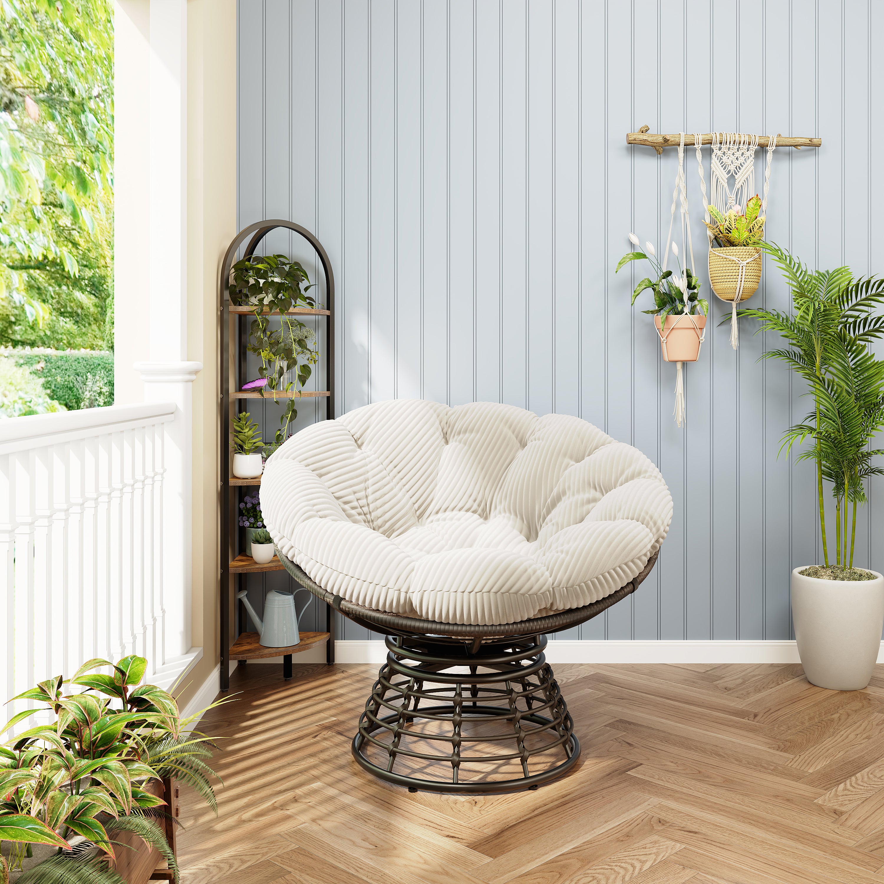 The Original Papasan™ 360° Swivel Indoor Outdoor Wicker Papasan Chair with Soft Thick Cushion