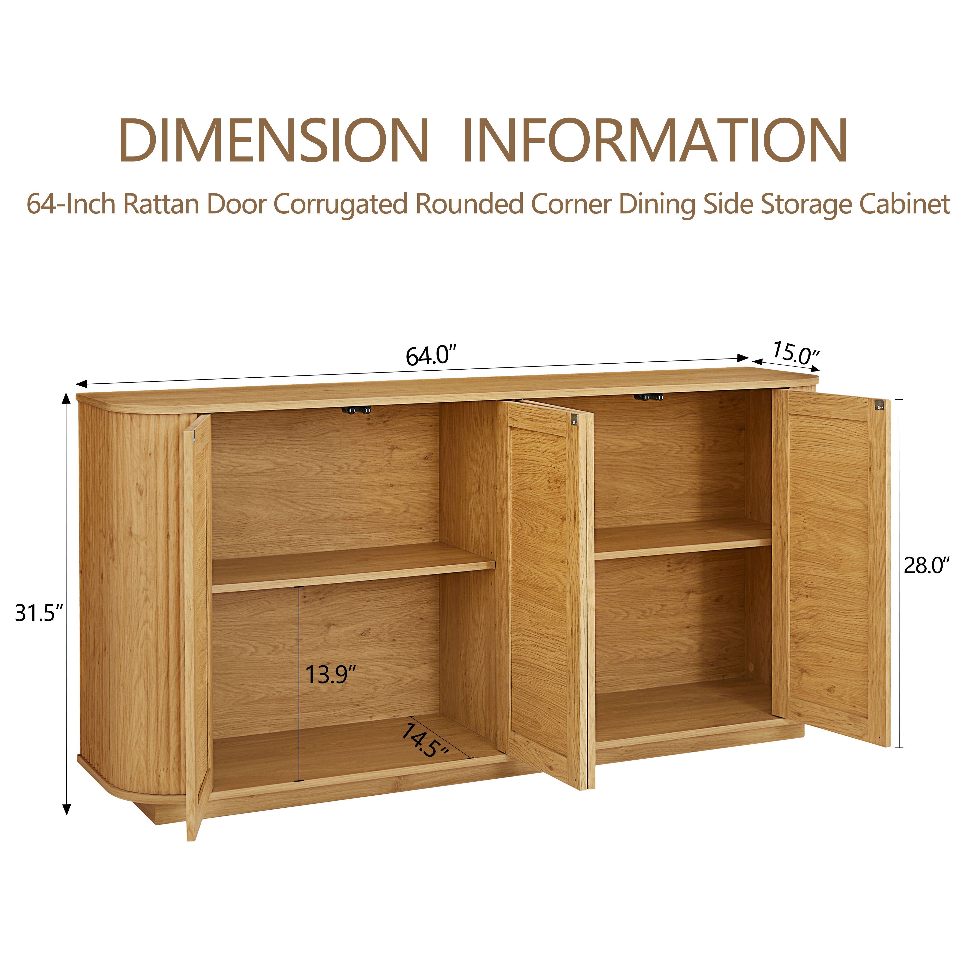 Rattan Cane Door Sideboard Storage Cabinet