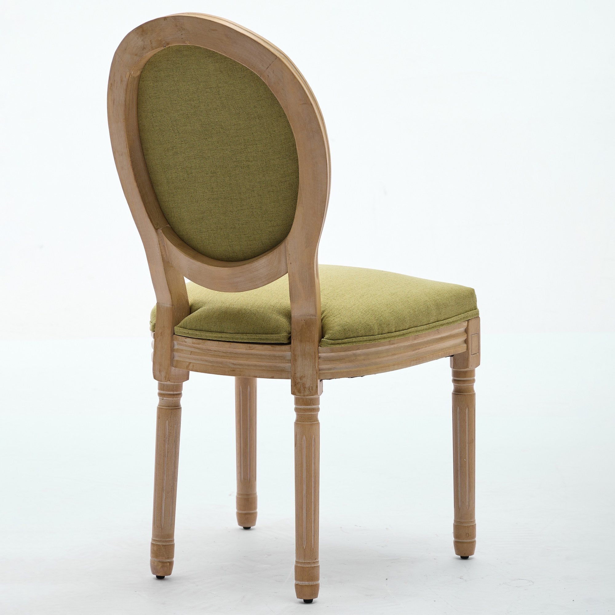 French Country Dining Chairs with Round Upholstered Backrest, Set of 2