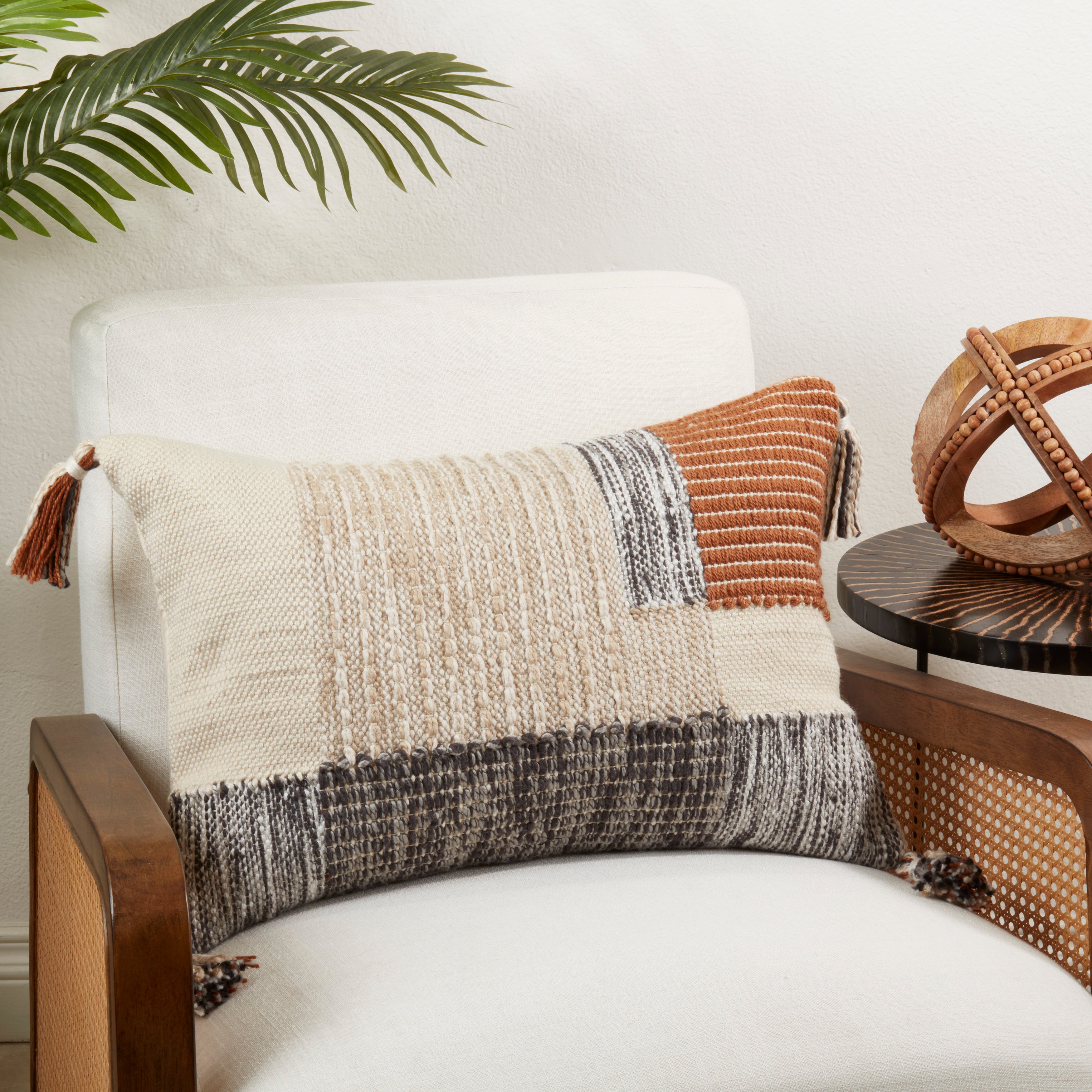 Geometric Bliss Tasseled Poly Filled Throw Pillow