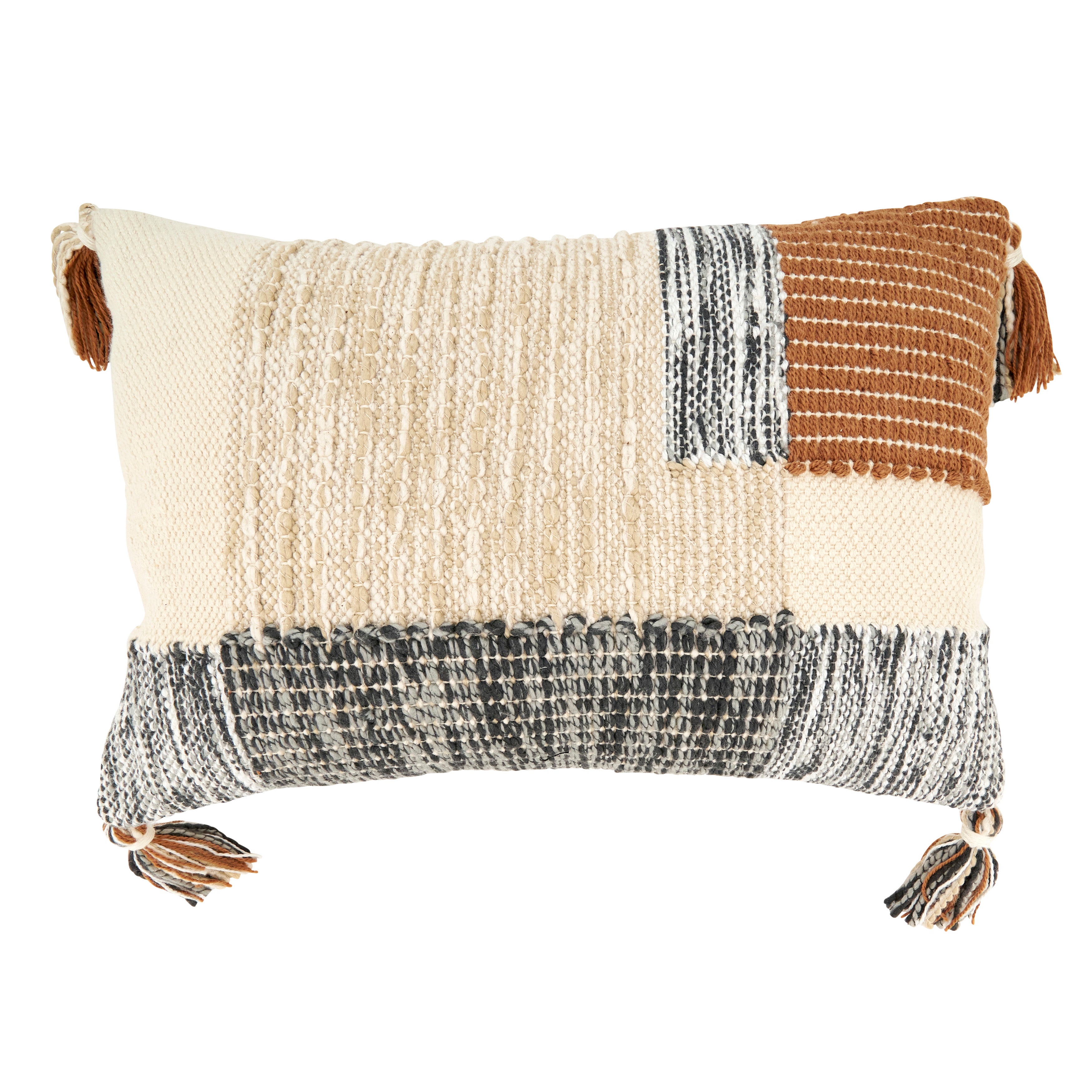 Geometric Bliss Tasseled Poly Filled Throw Pillow