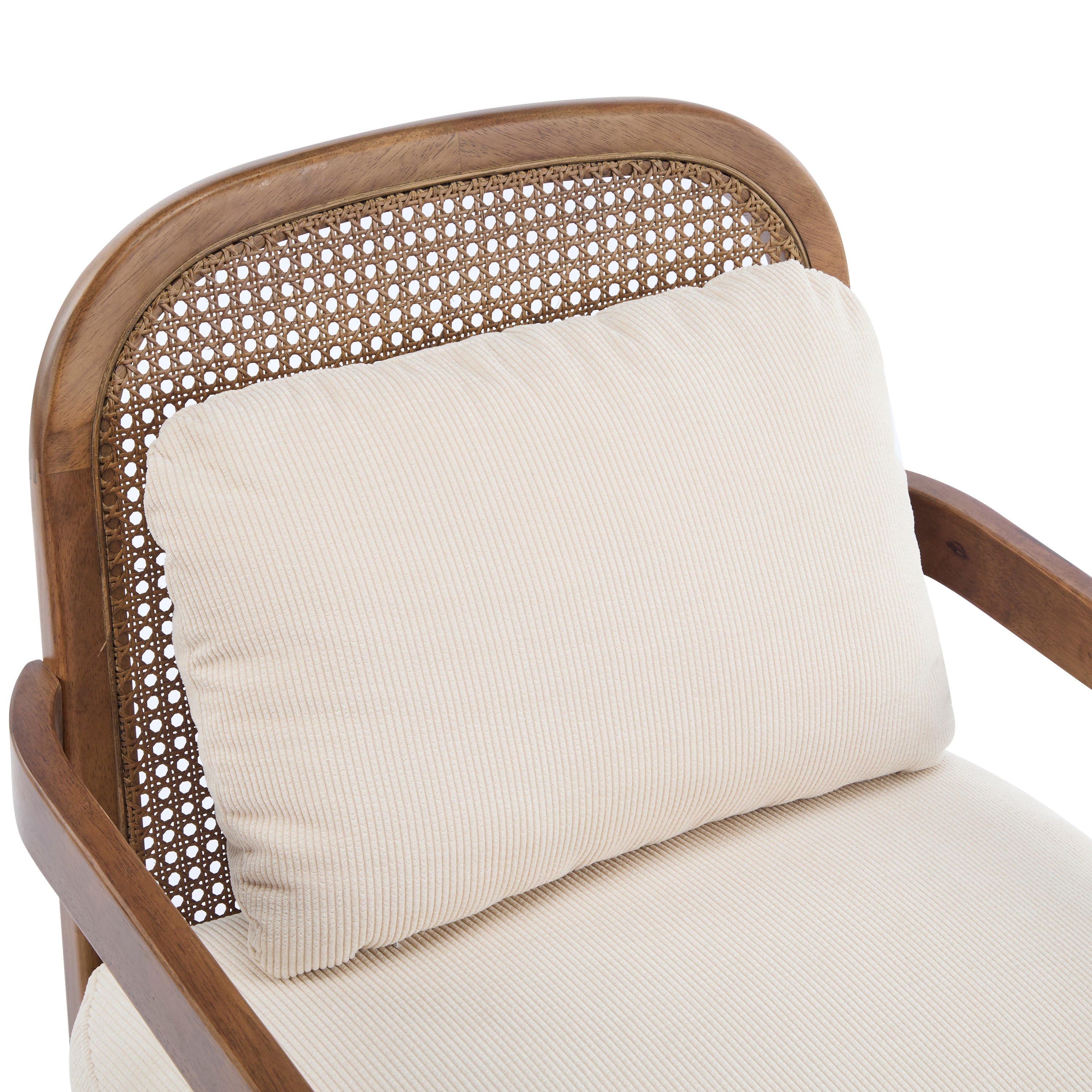 Elliston Solid Wood and Rattan Accent Chair with Cushions, Set of 2