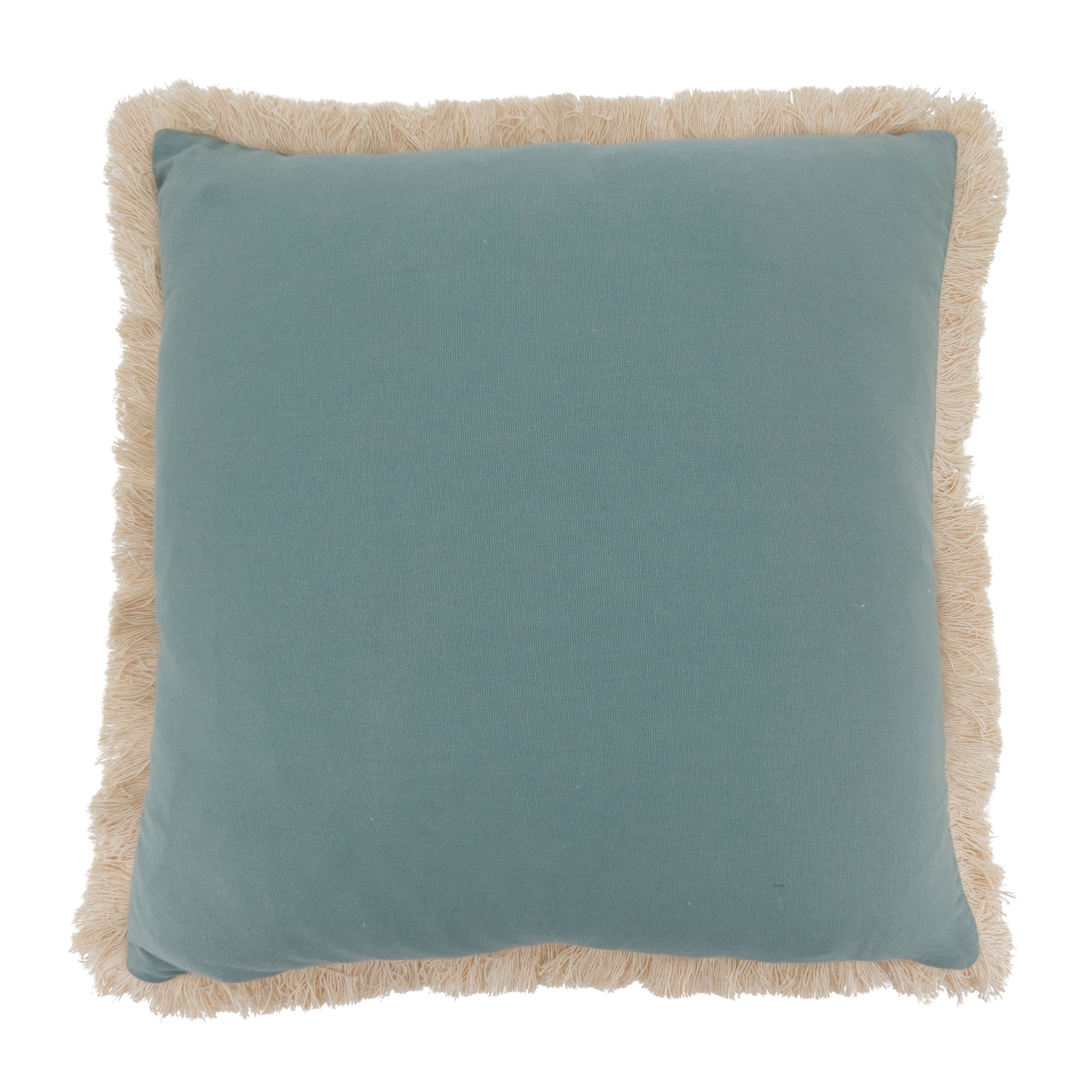 Embroidered Jellyfish Cotton Poly Filled Throw Pillow