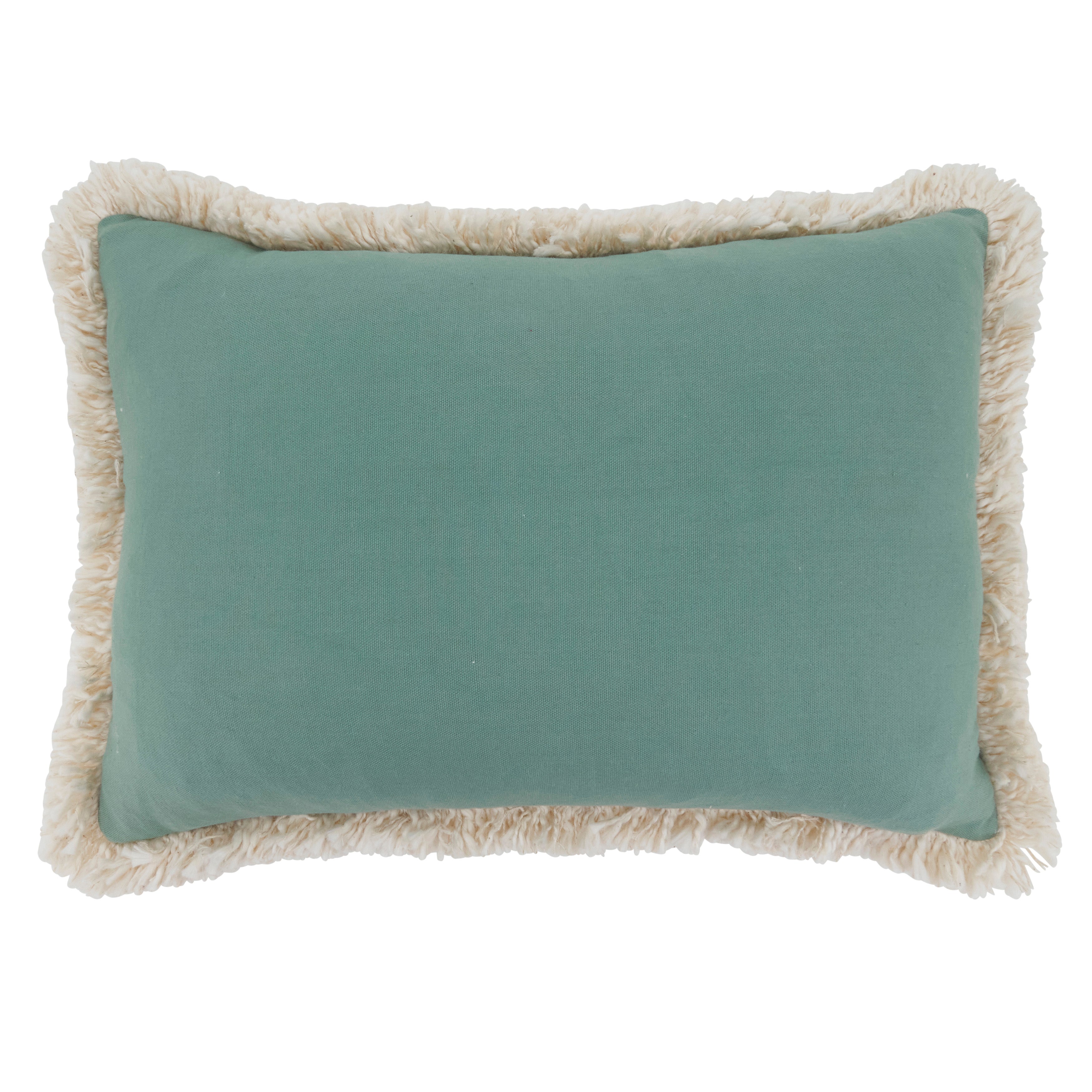 Embroidered Lobster Fringe Cotton Poly Filled Throw Pillow