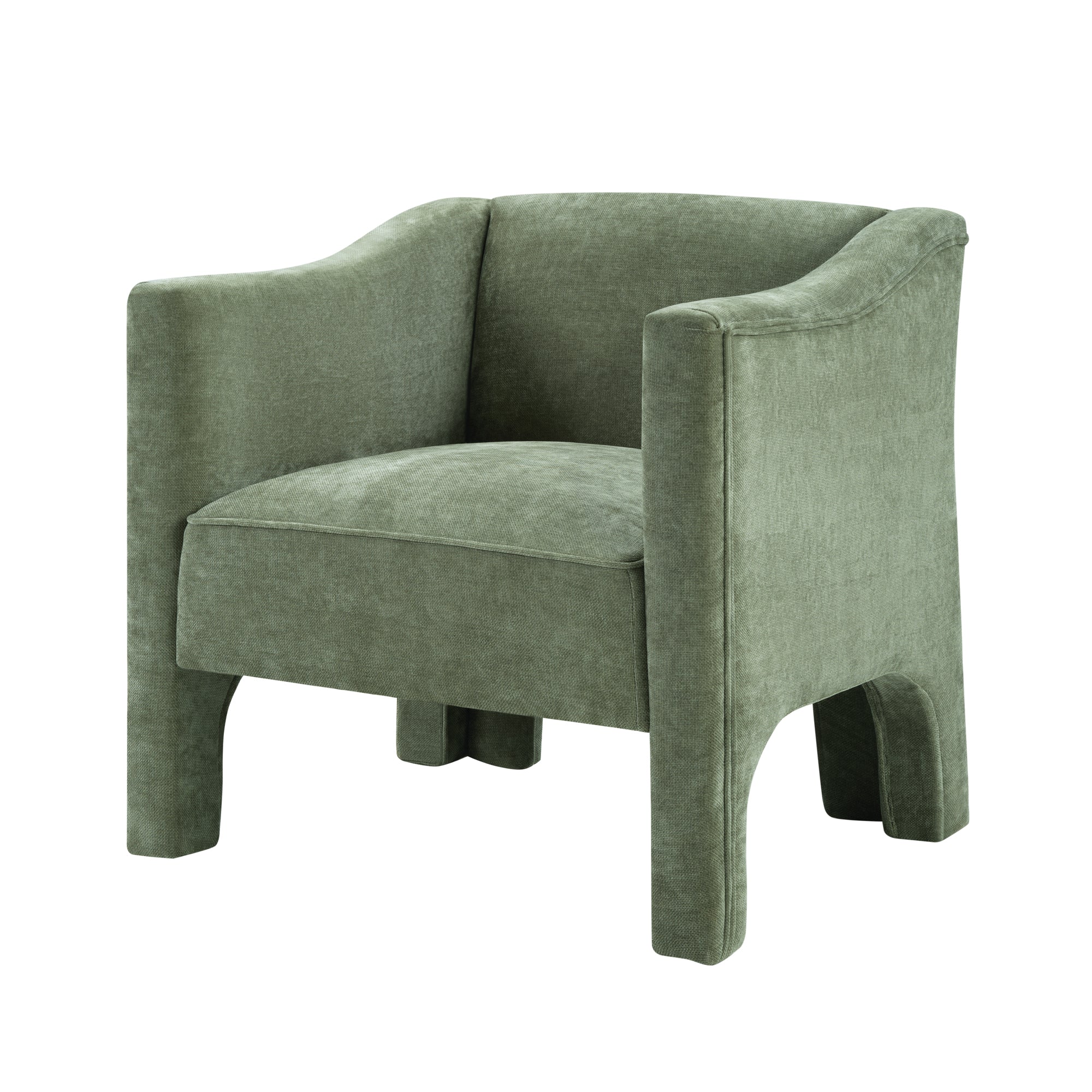 Modern Chenille Barrel Accent Chair with Enclosed Arms