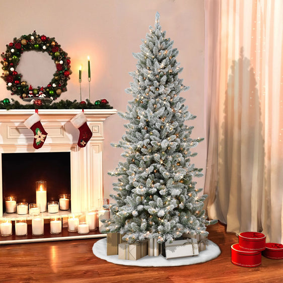 7.5-ft-Pre-lit-Slim-Flocked-Royal-Majestic-Spruce-Artificial-Christmas-Tree-with-Clear-Lights-&-Metal-Stand-Christmas-Trees