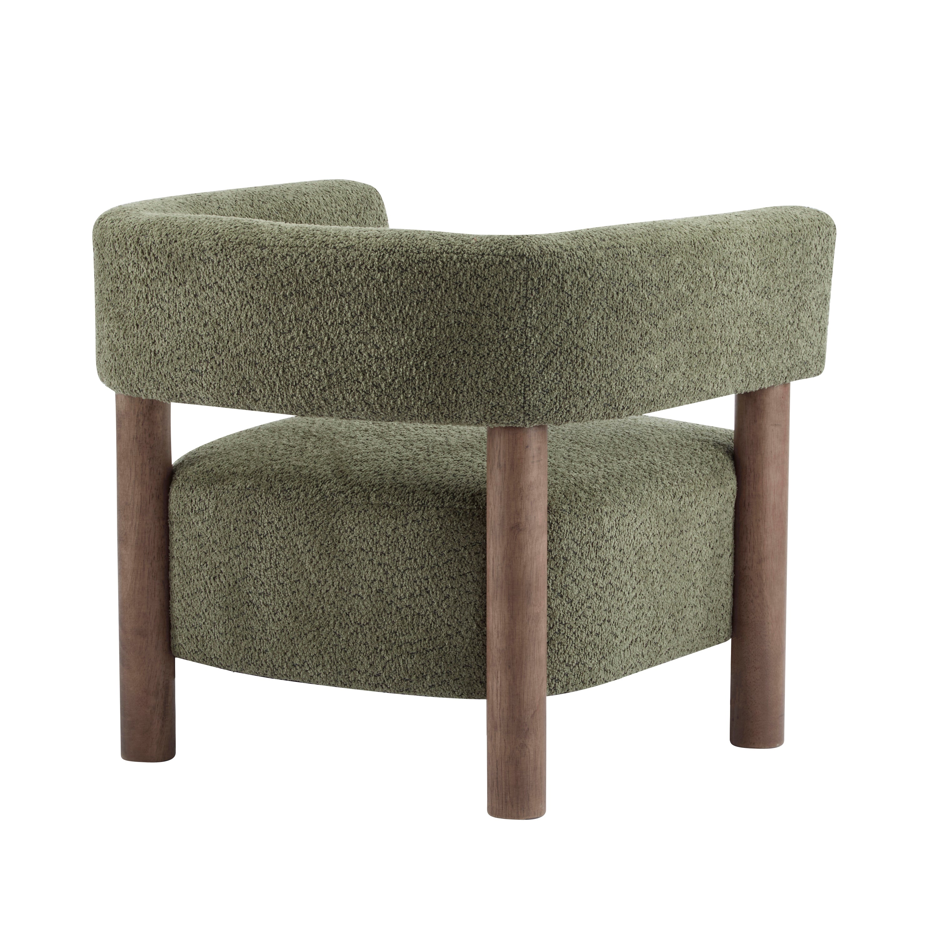 Boucle Upholstered Accent Arm Chair with Modern Wooden Frame