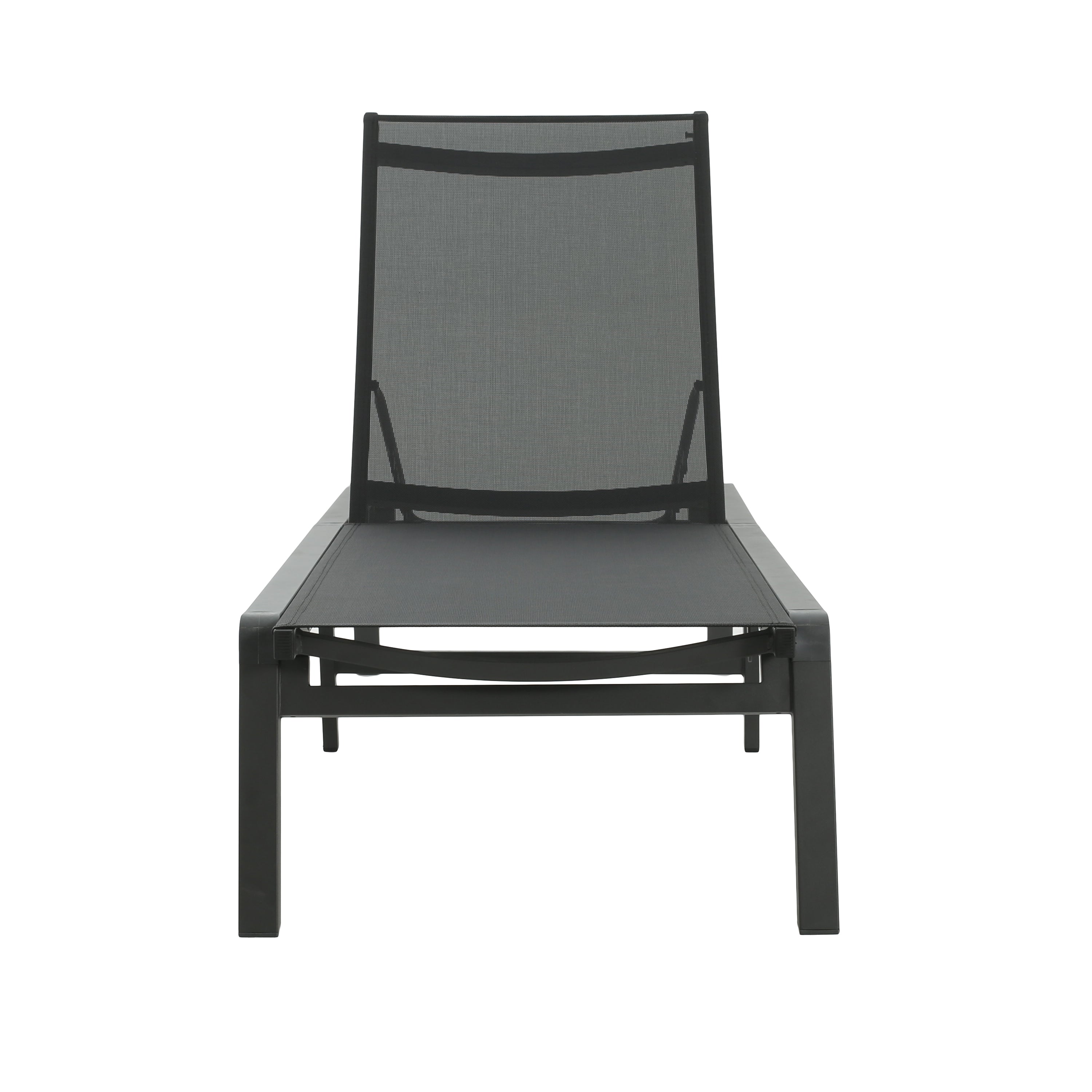 Outdoor Folding Lounge with Aluminum Frame and Adjustable Backrest, Set of 2