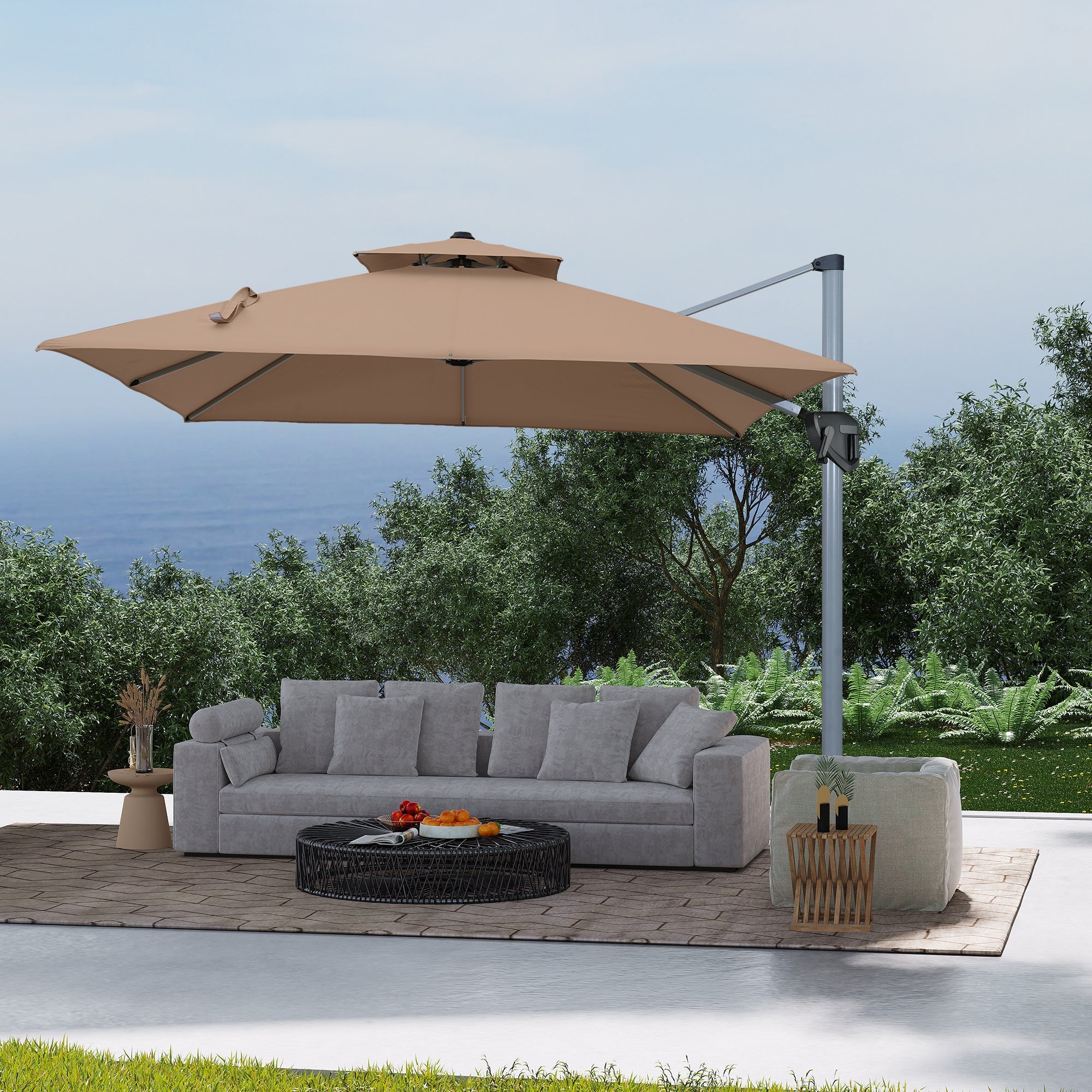 11' Outdoor Square Double Top Patio Umbrella, Base Not Included