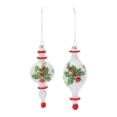 Holly Finial Drop Ornament (Set of 6)