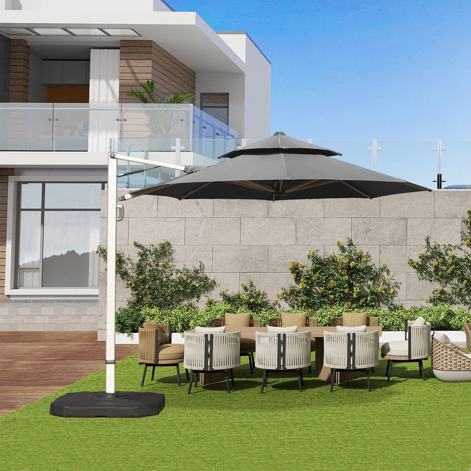 Round Cantilever Umbrella with Center Pole, Base Not Included