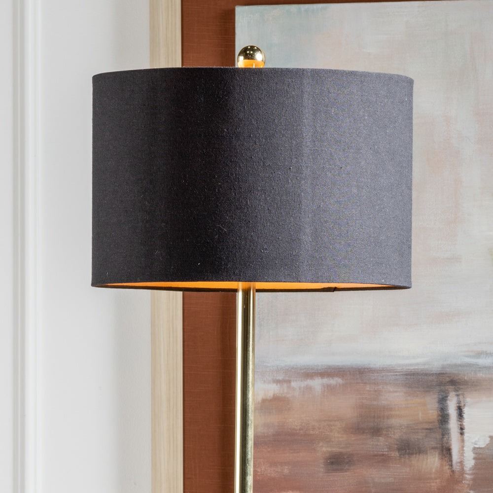 Black And Wood Floor Lamp With Shade