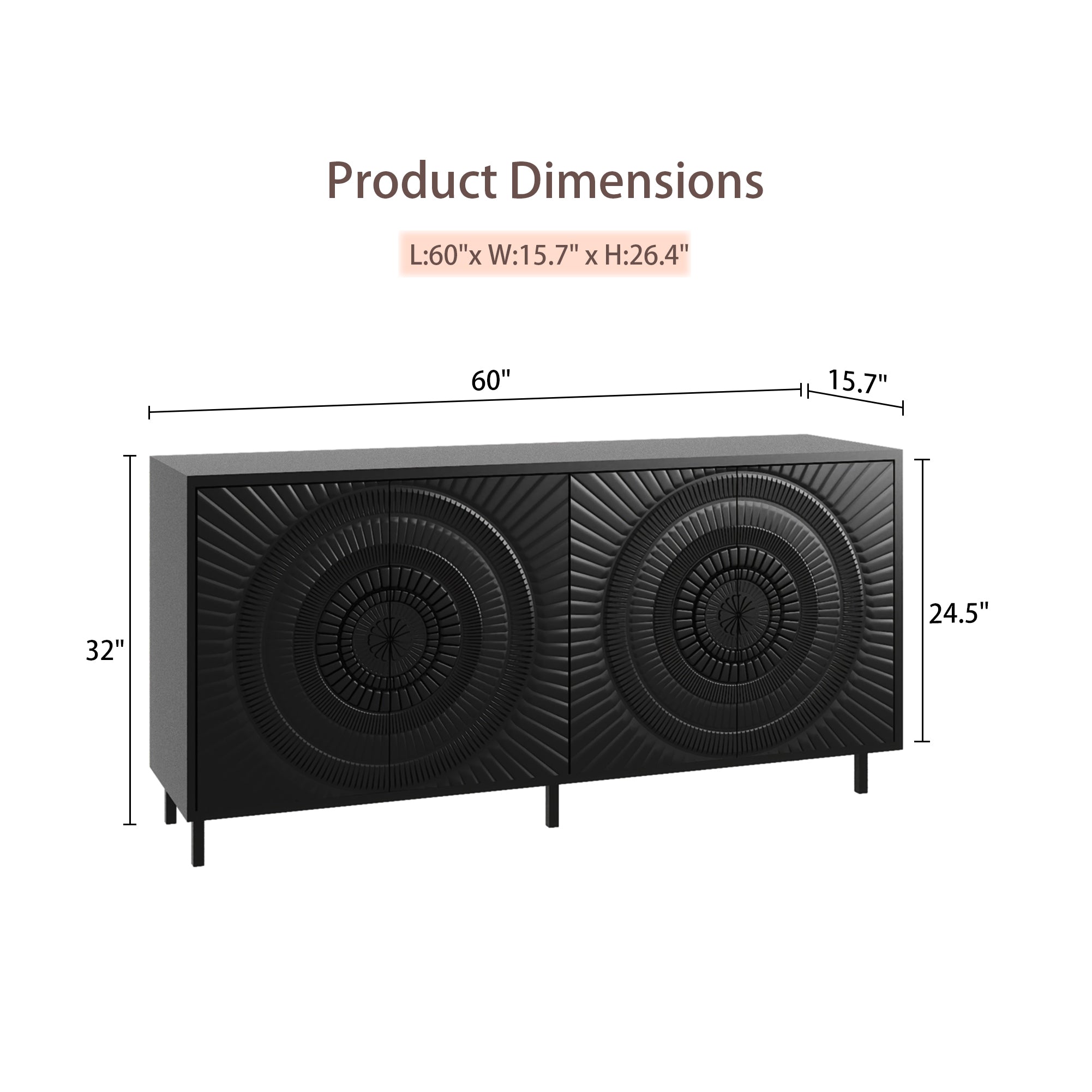 Modern Black Wood Sideboard