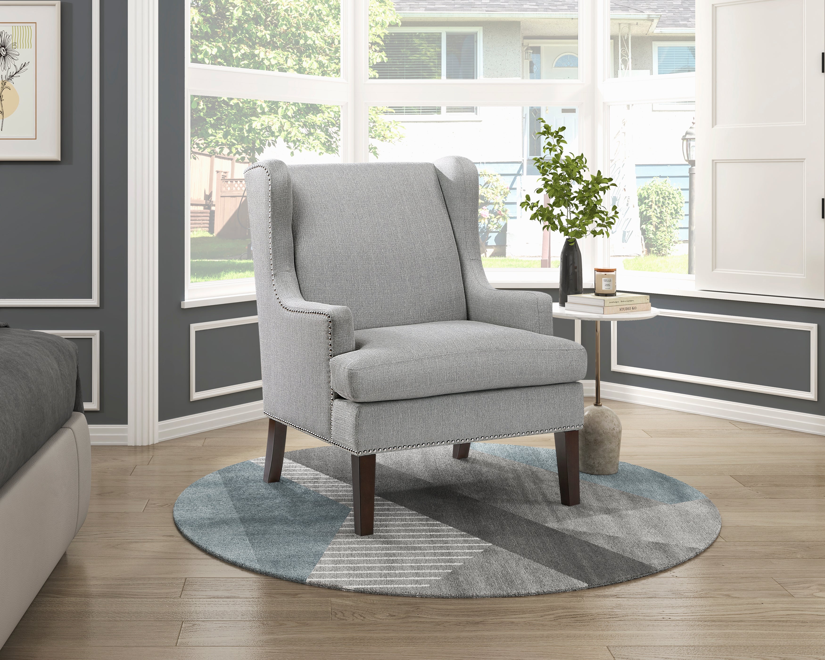 Nailhead Modern Wingback Accent Chair