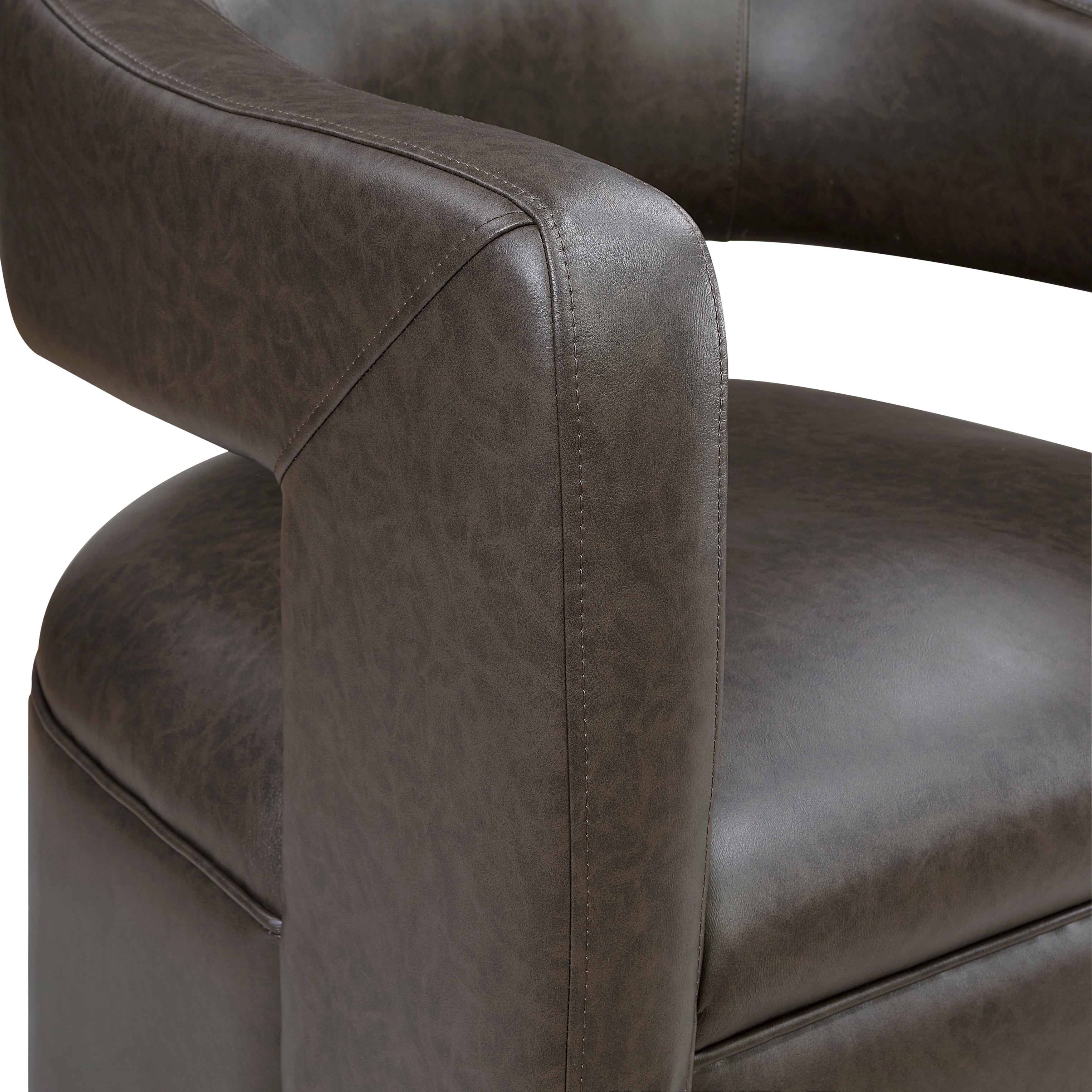 Modern Vegan Leather Open Back Swivel Barrel Accent Chair