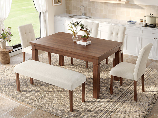 Franklin Modern 6-Piece Dining Set with 4 Upholstered Chairs & Bench