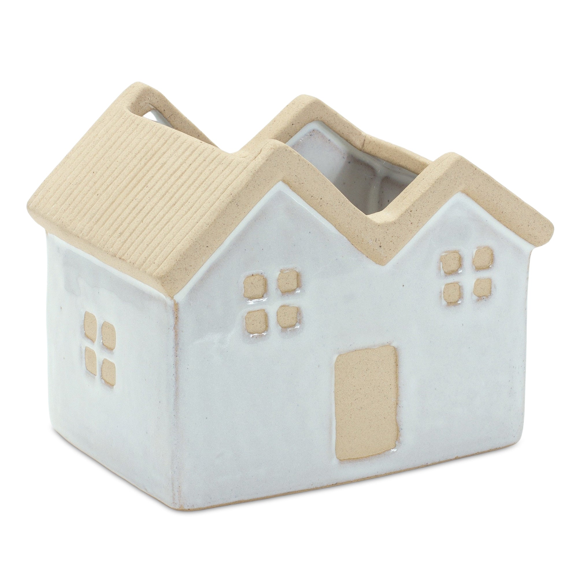 Neutral Porcelain House Planter (Set of 3)