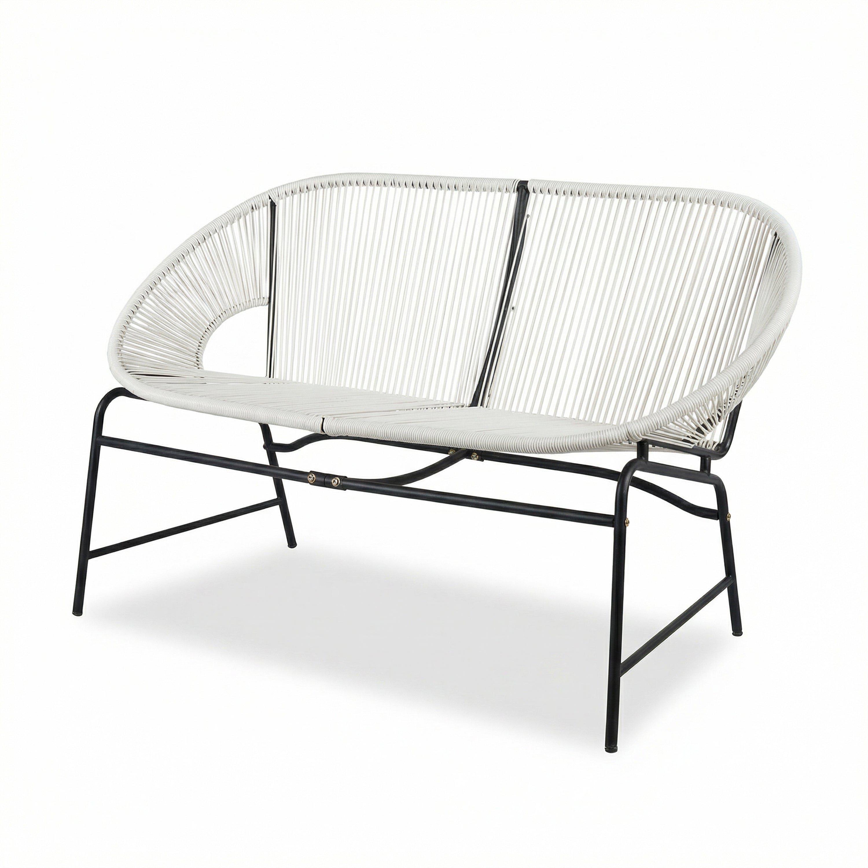 CONDESSA OUTDOOR PATIO WICKER LOVE SEAT, GREEN PE RATTAN & IRON FRAME, SET OF 1