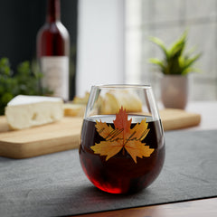 Hello Fall Maple Leaf Stemless Wine Glass