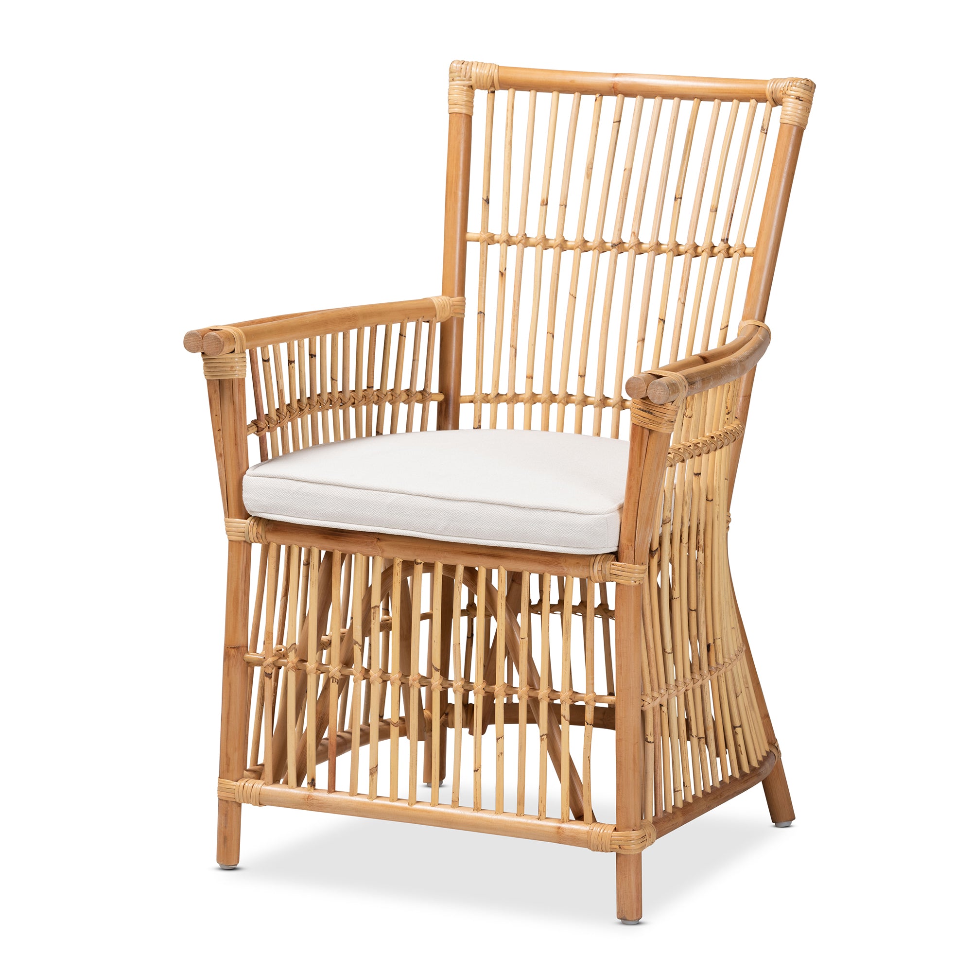 Solana Cane Armchair with Open Slat Back