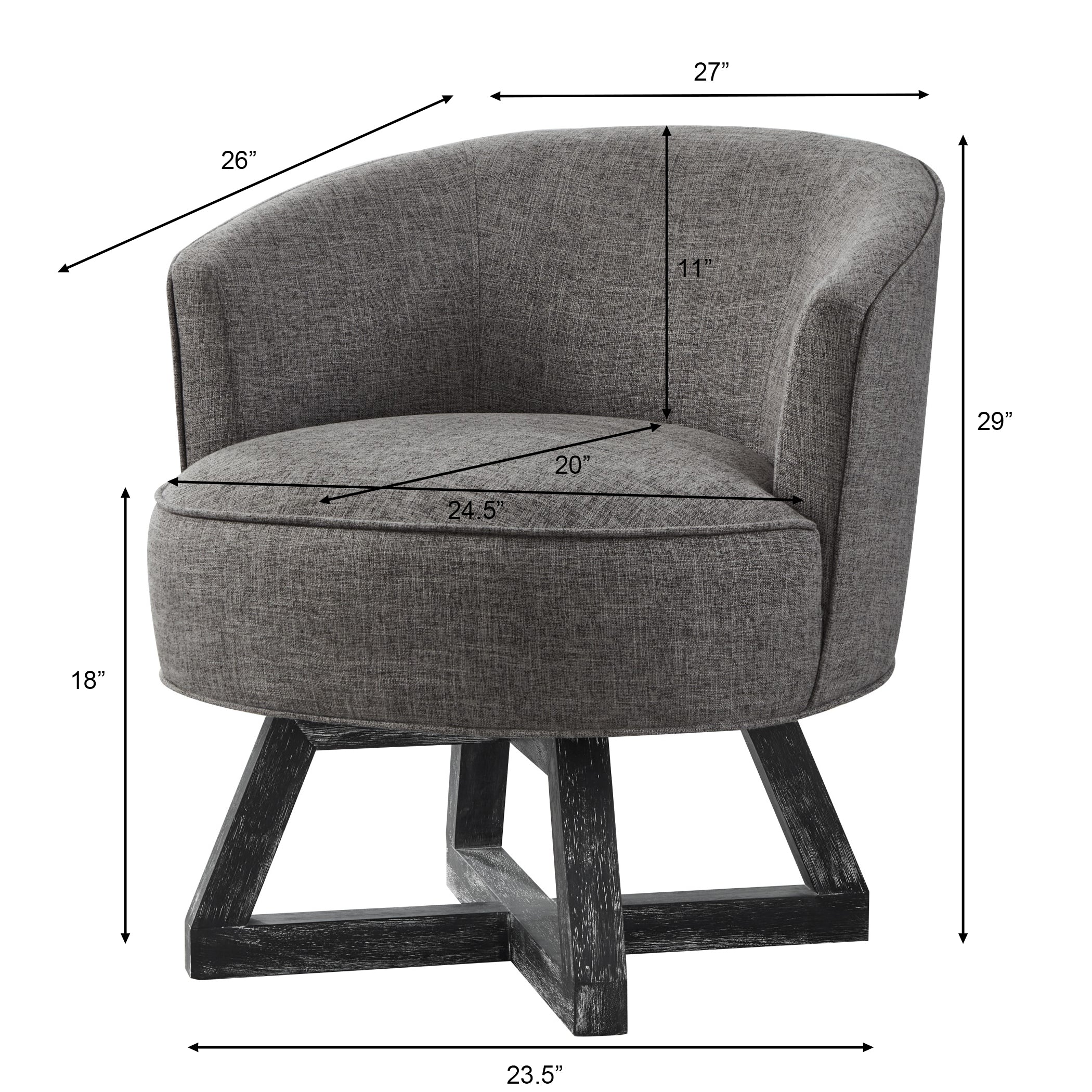 Linen 360° Swivel Chair with Cross-Shaped Wooden Base