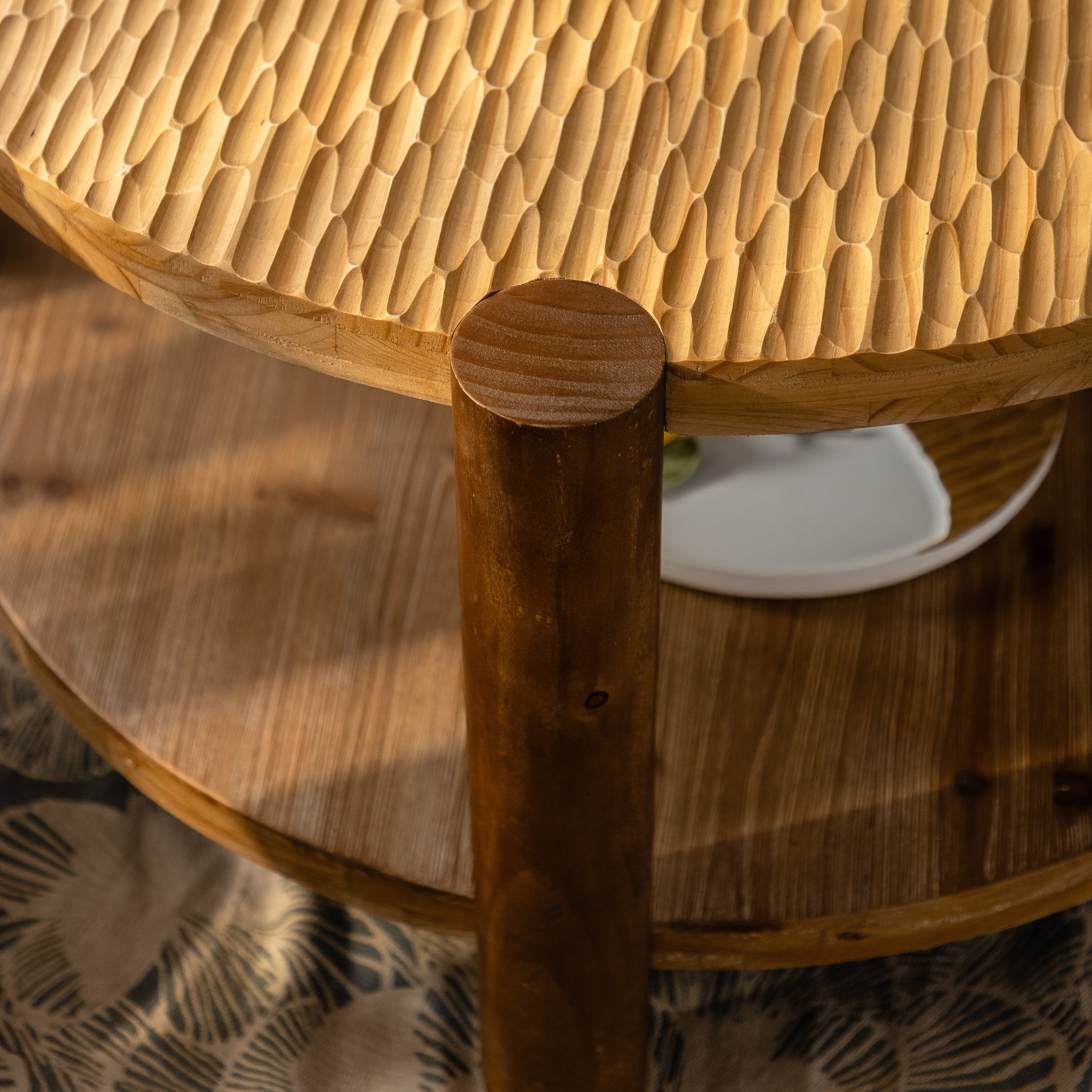 Roan 2-Tier Round Coffee Table with Storage Shelf