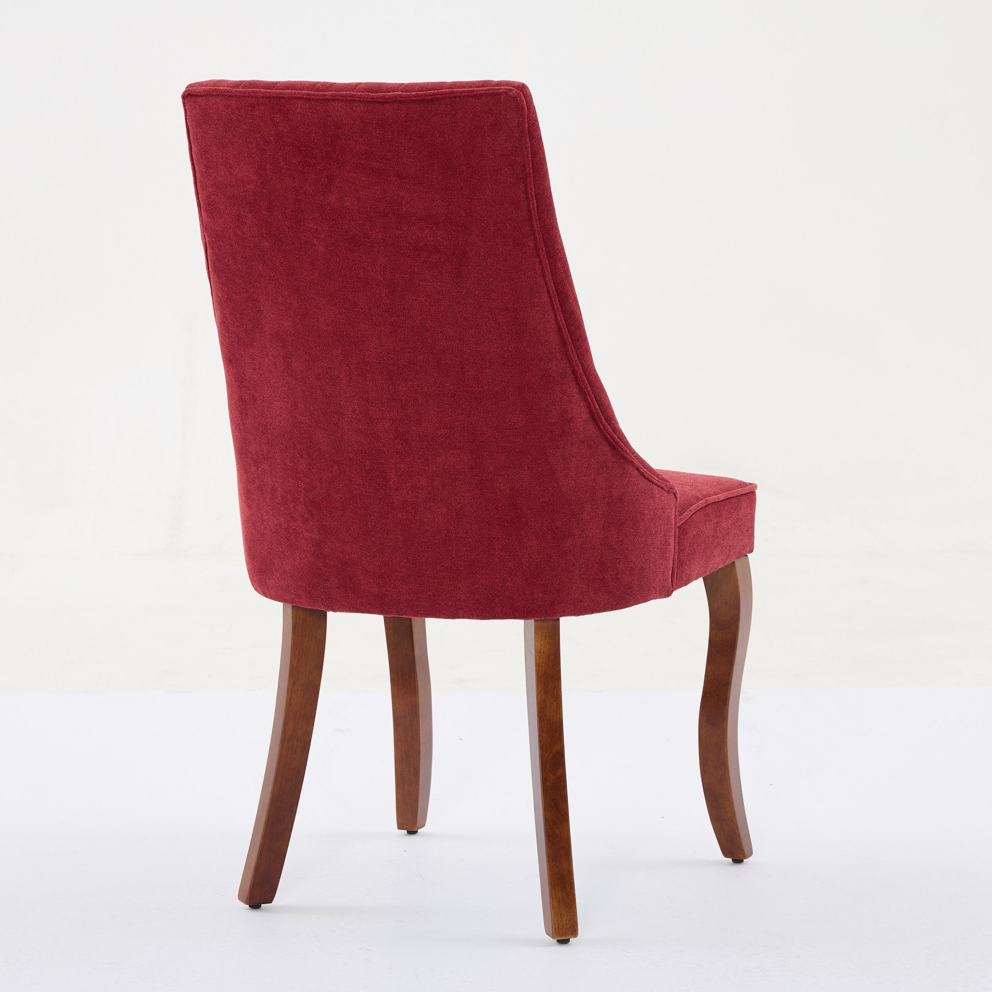 Rayon Cloth Flocking Linen Dining Chairs Channel Kitchen Dinner Chair Comfy Fabric Upholstered Accent Chair for Dining Room with Curved Solid Wood Legs,Set of 2 (Wine Red), SW1847WR