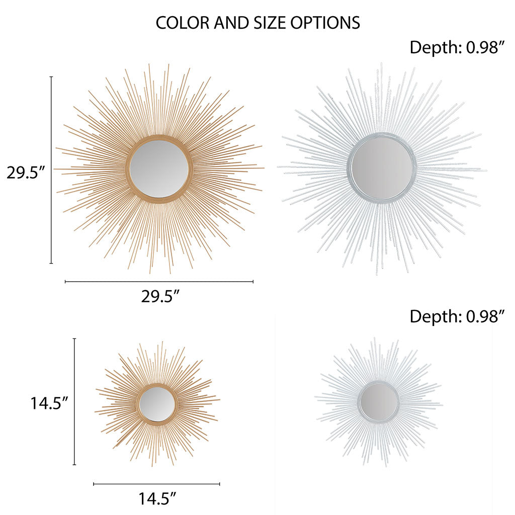 29.5" Sunburst Wall Decor Mirror with Metal Frame