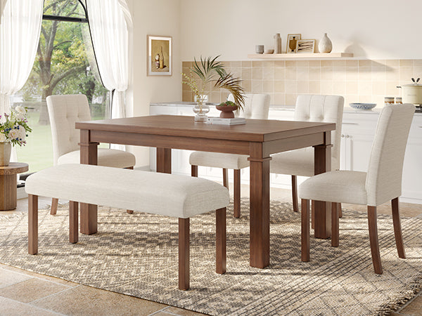Franklin Modern 6-Piece Dining Set with 4 Upholstered Chairs & Bench