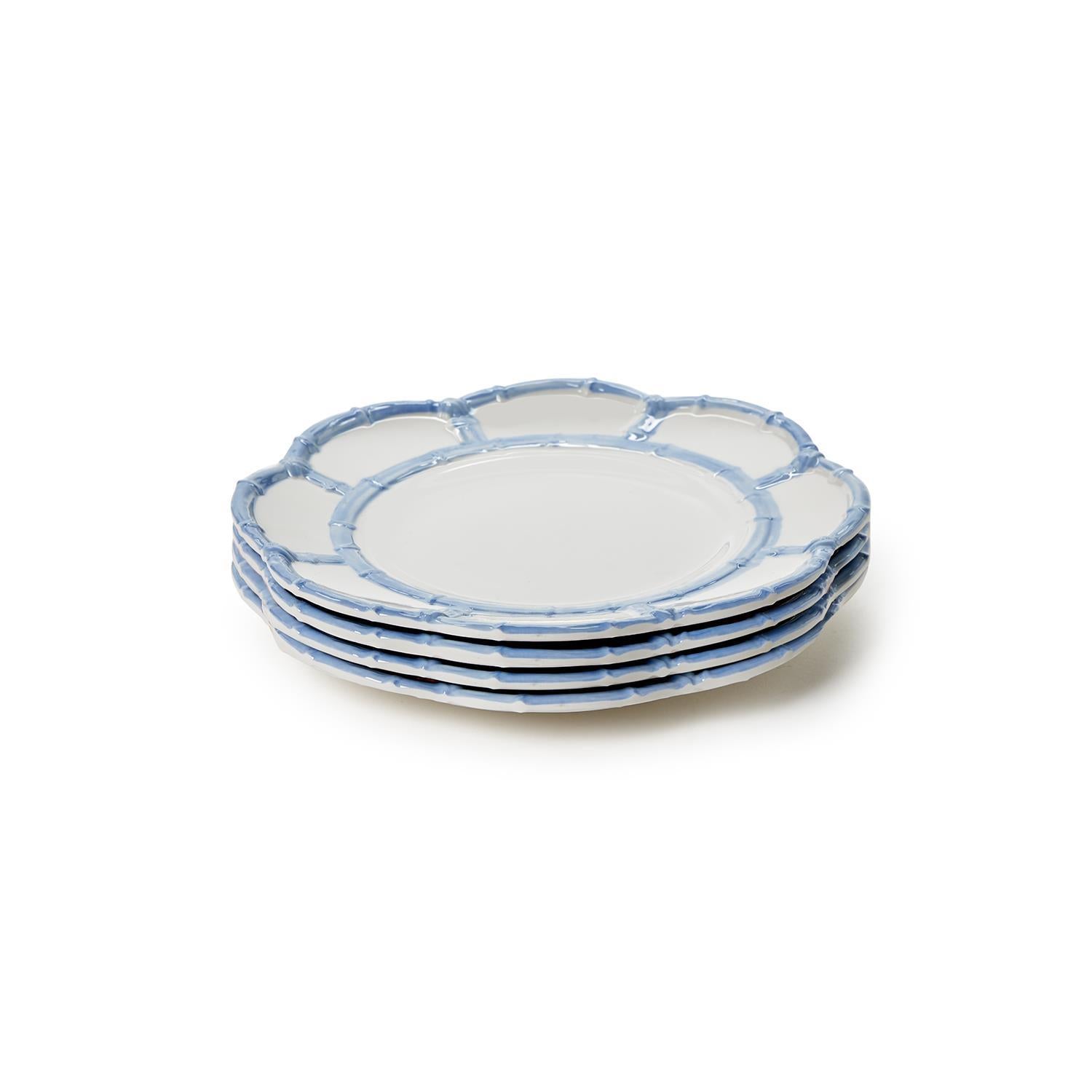 French Blue Bamboo Touch Salad / Dessert Plate, Set of 4